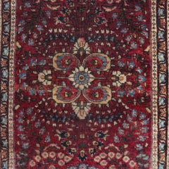 Antique Sarouk Persian Oriental Wool Throw Rug C1930
