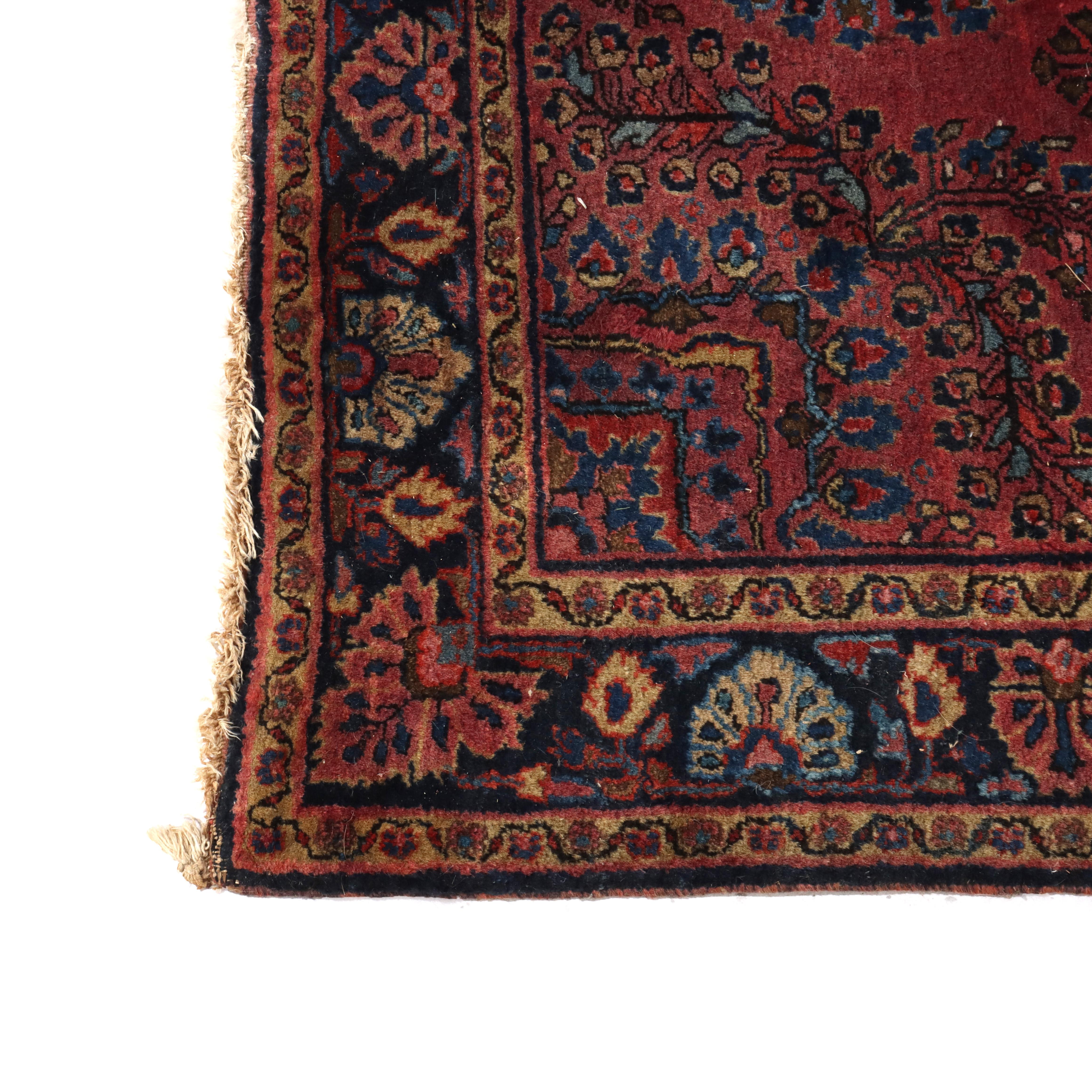 Antike Sarouk Persische Wolle Bereich Teppich C1930 im Angebot 1