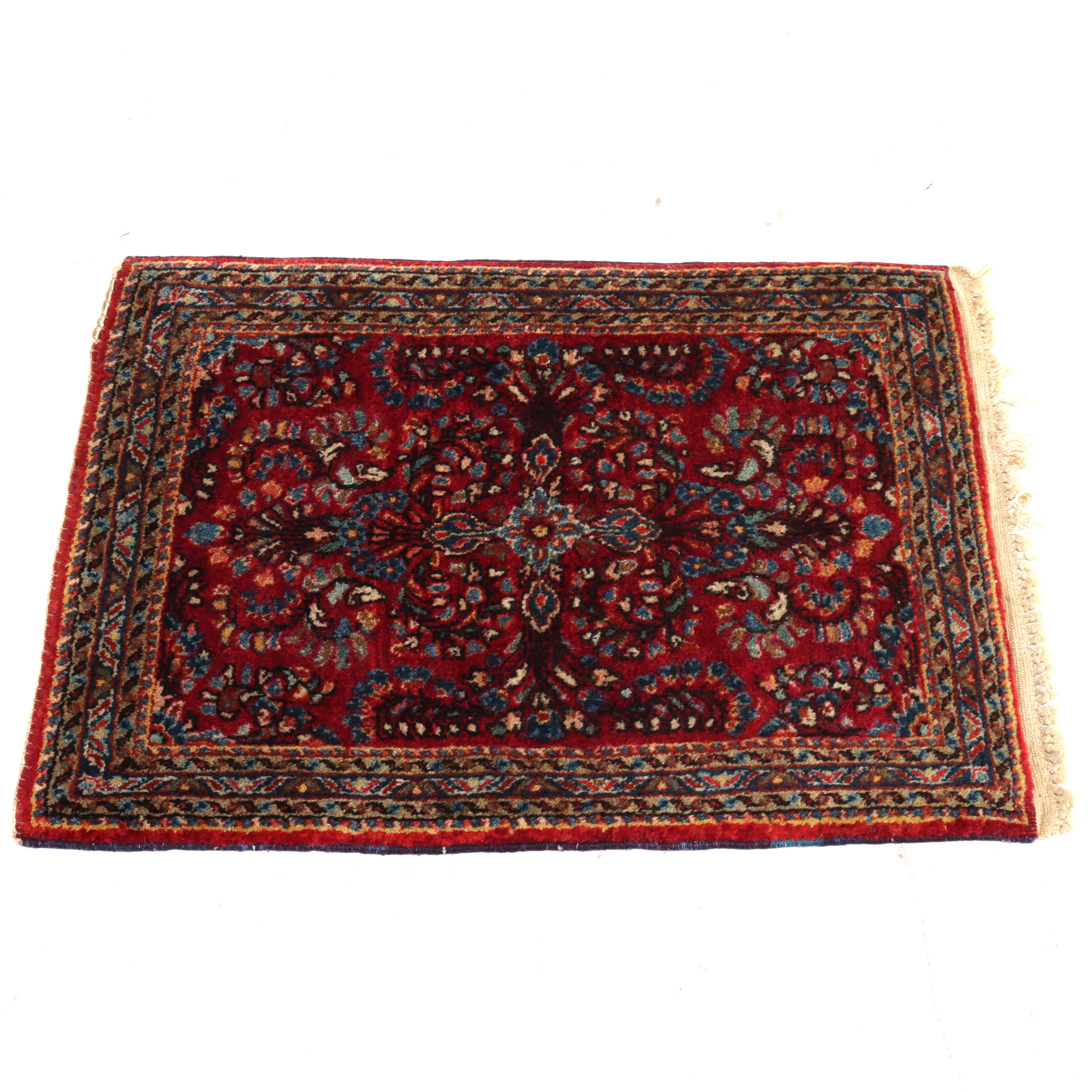 Antike Sarouk Persische Wolle Throw Rug C1930 (30 1/2
