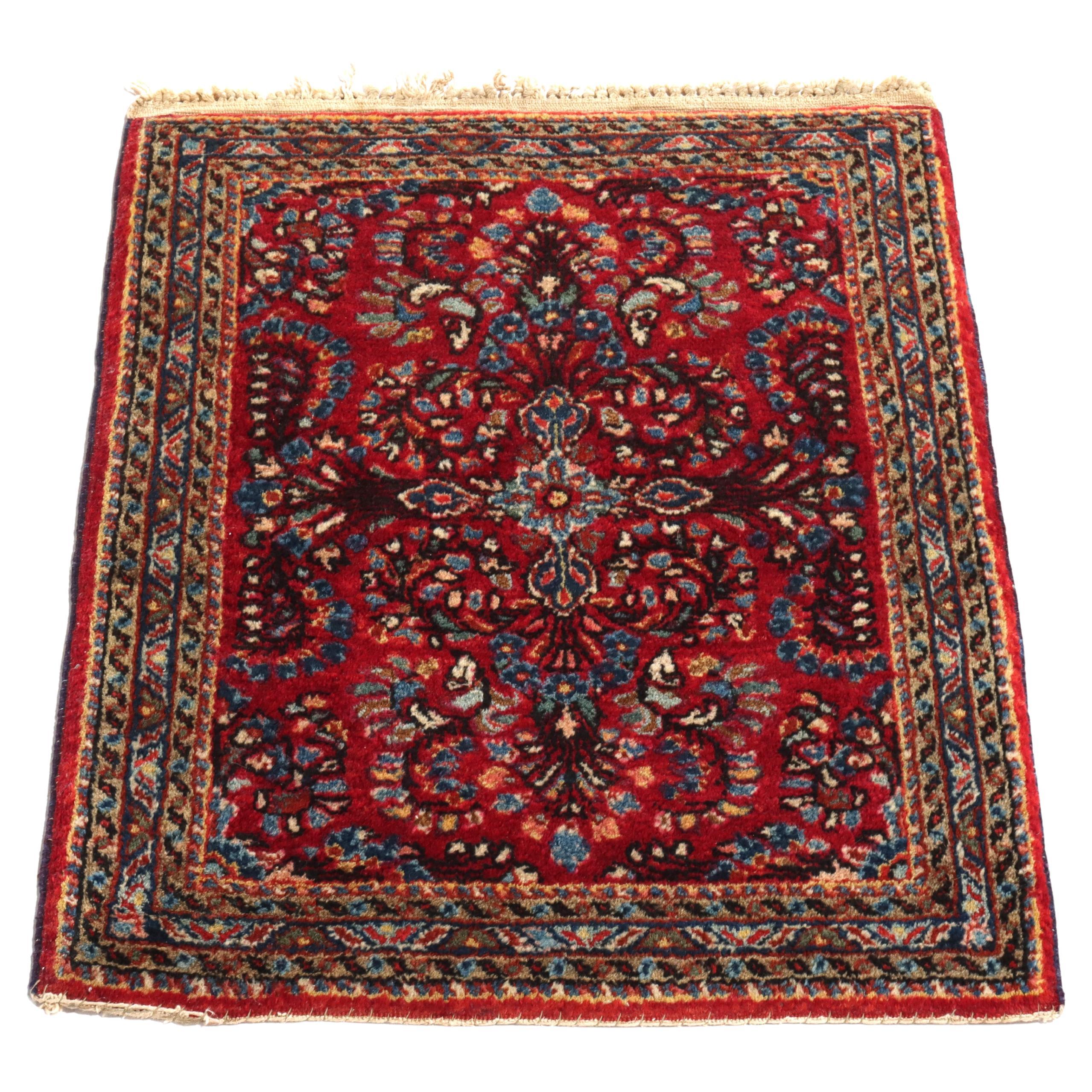 Antique Sarouk Persian Wool Throw Rug C1930