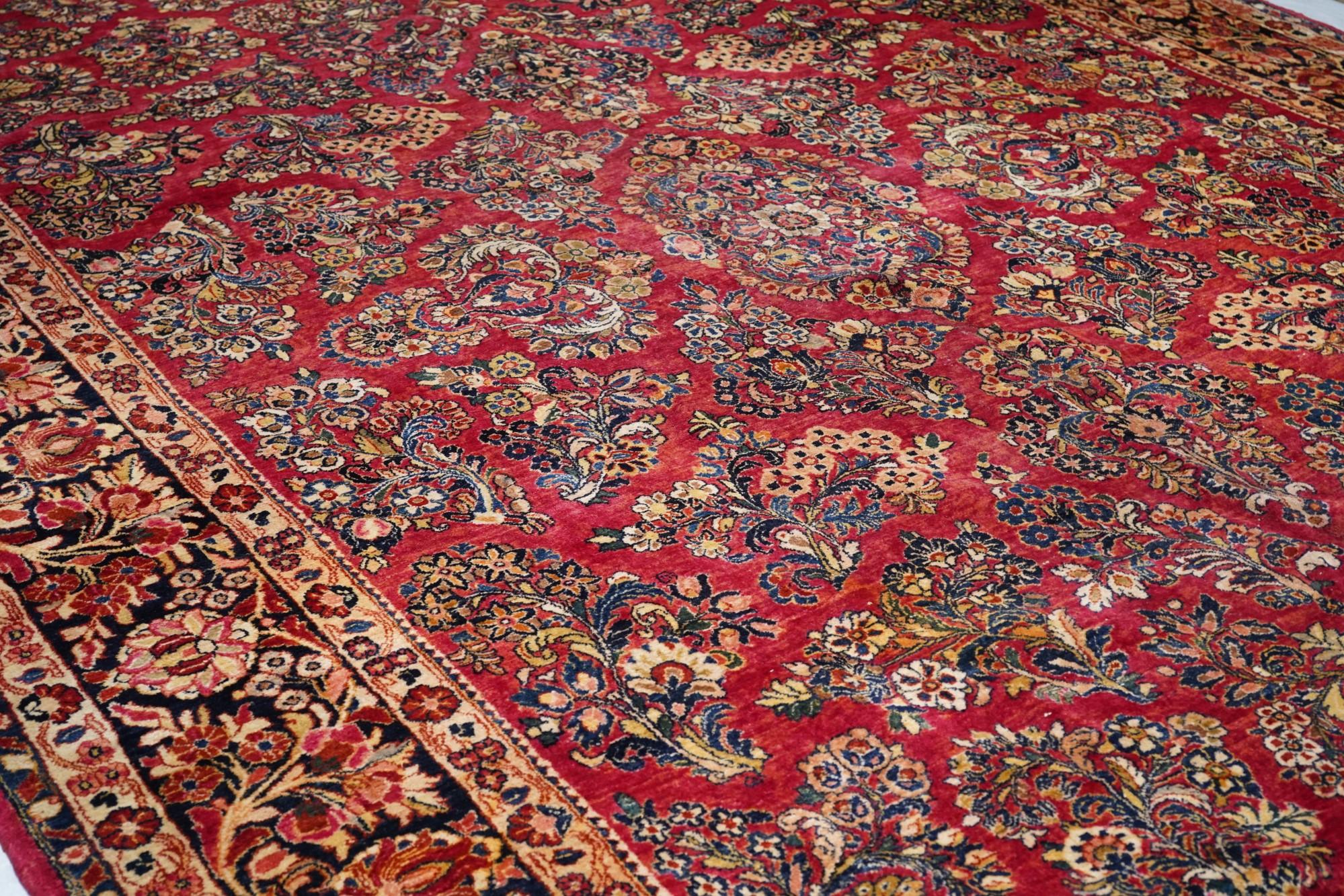 Antiker Sarouk-Teppich 11''3'''' x 18''1'''' (Wolle) im Angebot