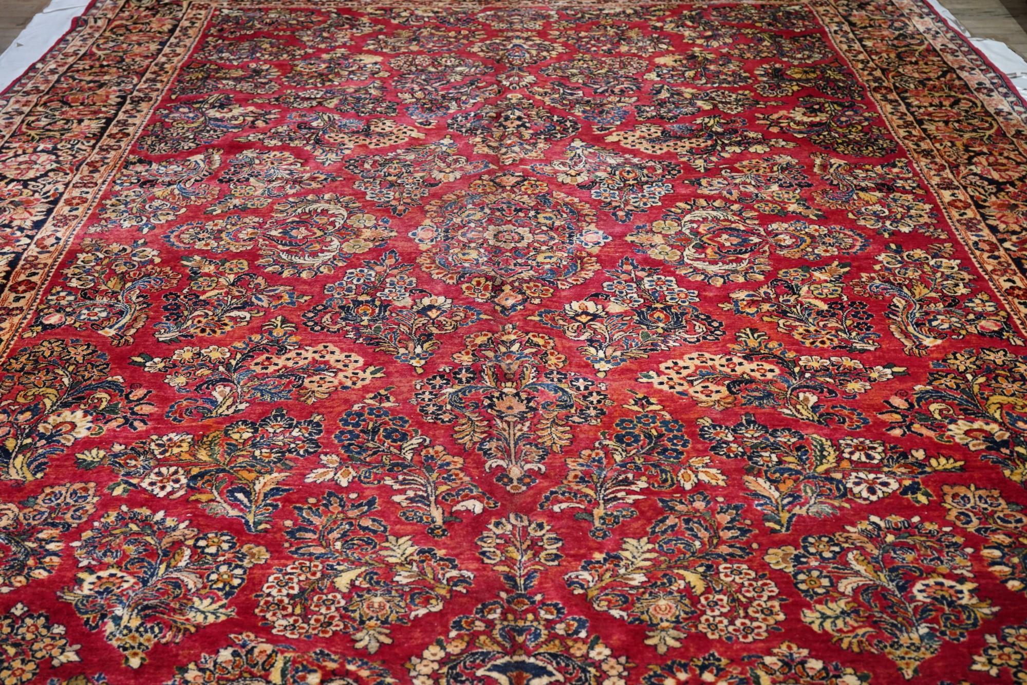 Antique Sarouk Rug 11'3'' x 18'1'' For Sale 1