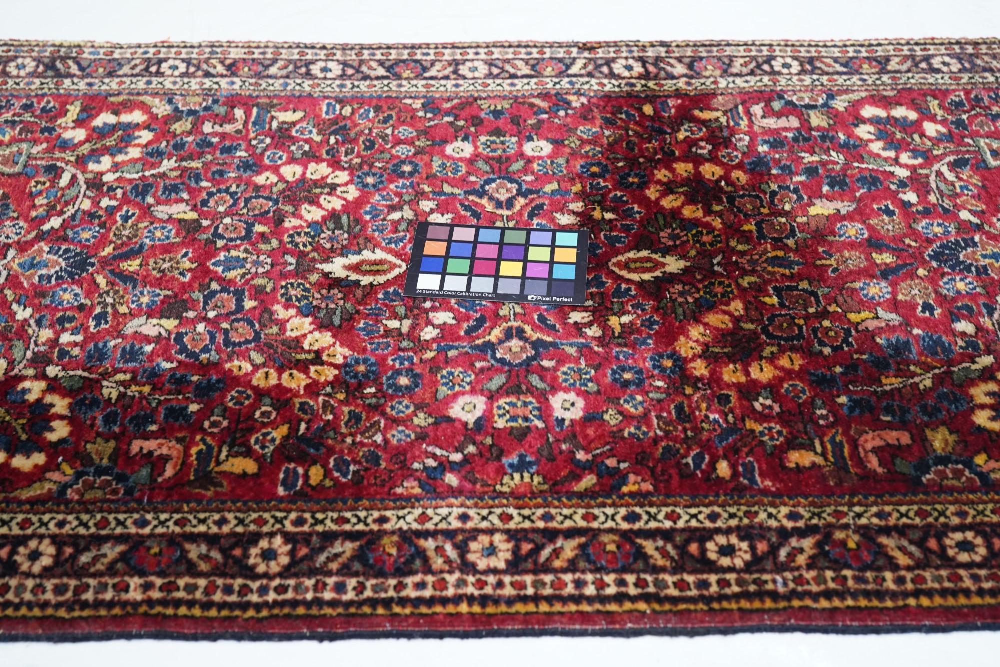 Wool Antique Sarouk Rug 2'6'' x 6'3'' For Sale