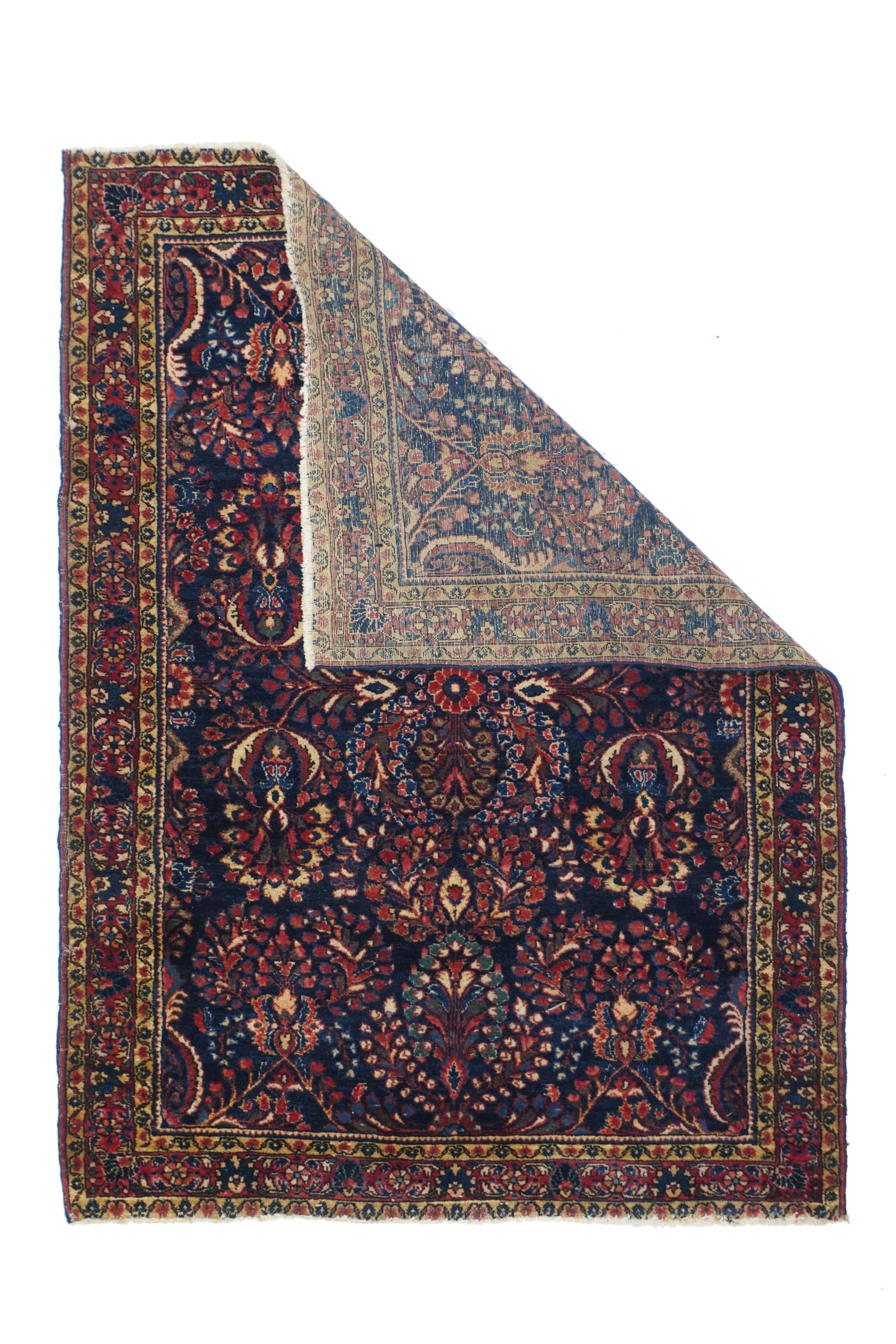 Antiker Sarouk-Teppich, Maße 3'4'' x 4'8''.