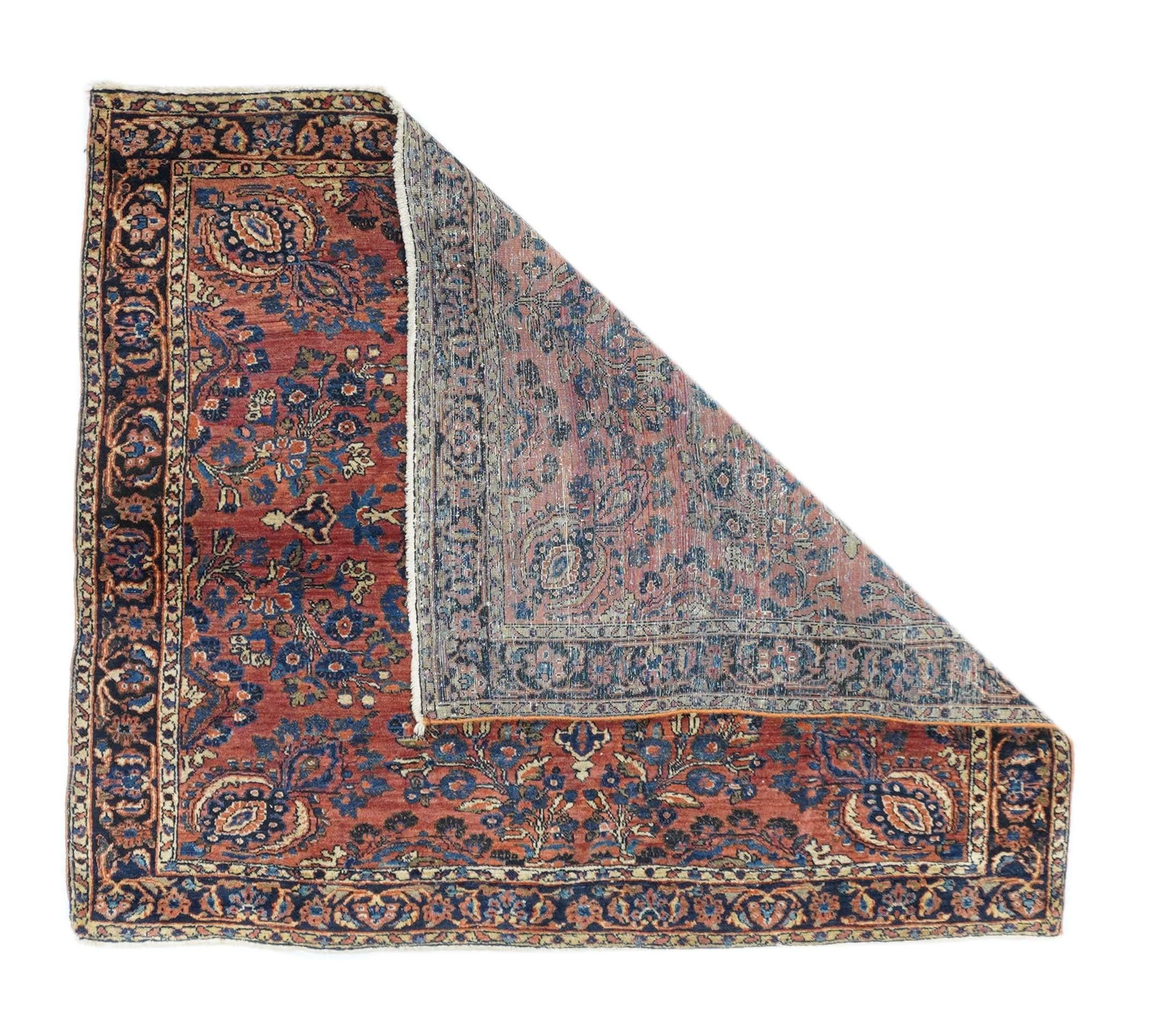 Sarouk rug measures: 3'8'' x 4'1''.