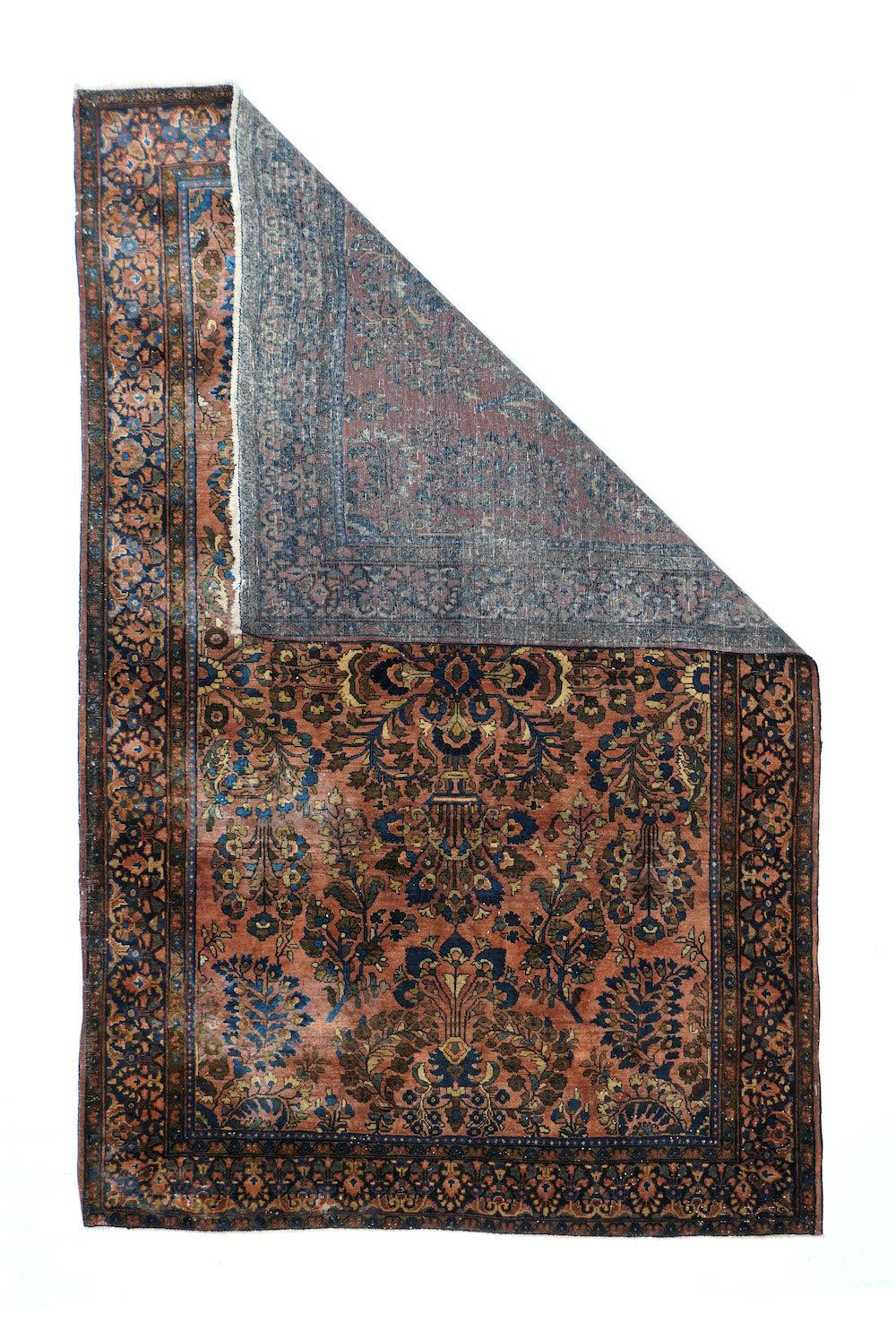 Antiker Sarouk-Teppich 4'0'' x 7'6''. Diese solide gewebte westpersische Dorfstreu im unglaublich beliebten amerikanischen Sarouk-Design, das um 1920 entstand. Das offene, zentrale Blütenspray-Motiv ist von weiteren Blütensprays umgeben, die alle
