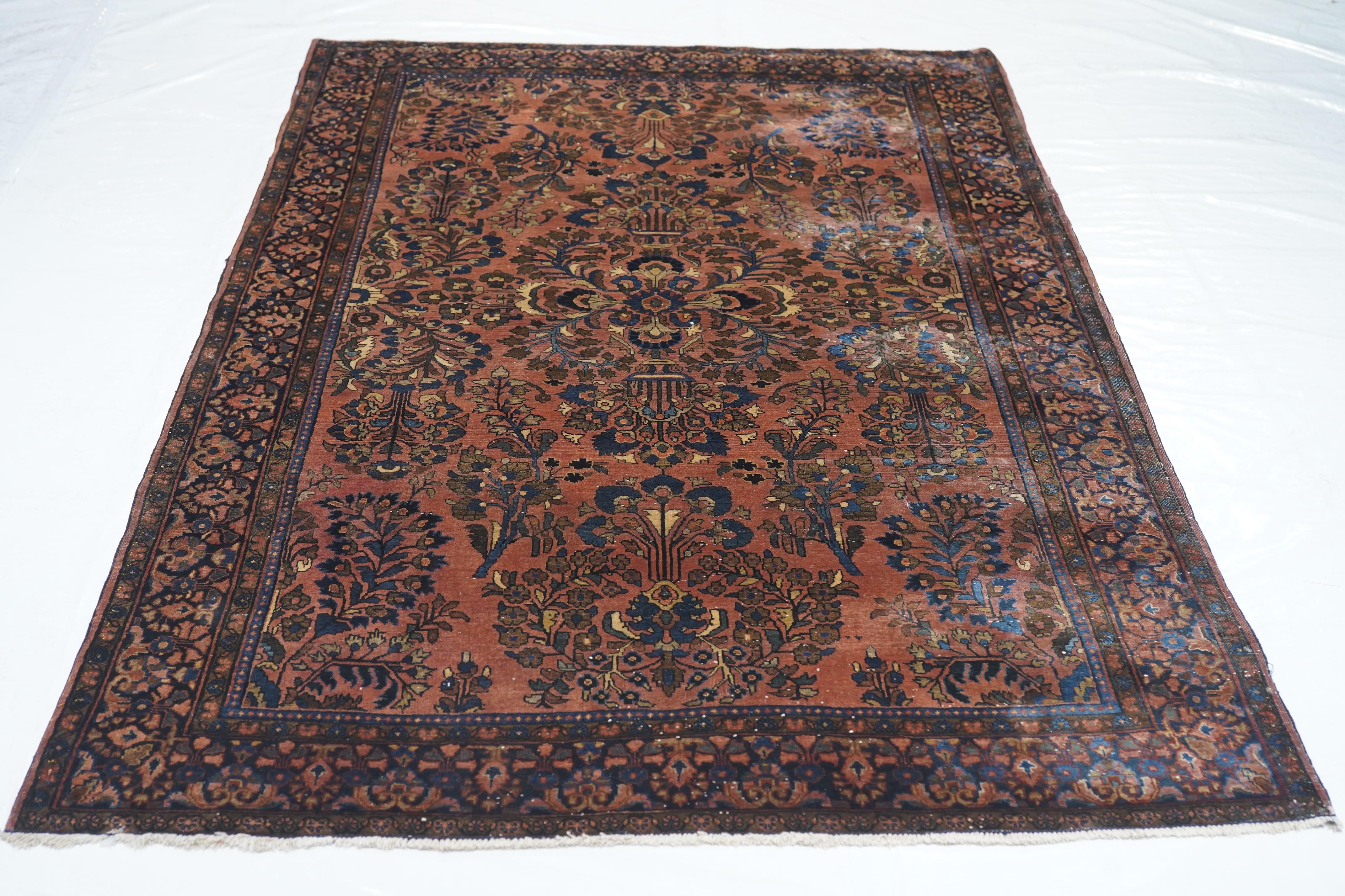 Antiker Sarouk-Teppich 4'0'' x 7'6'' im Angebot 2