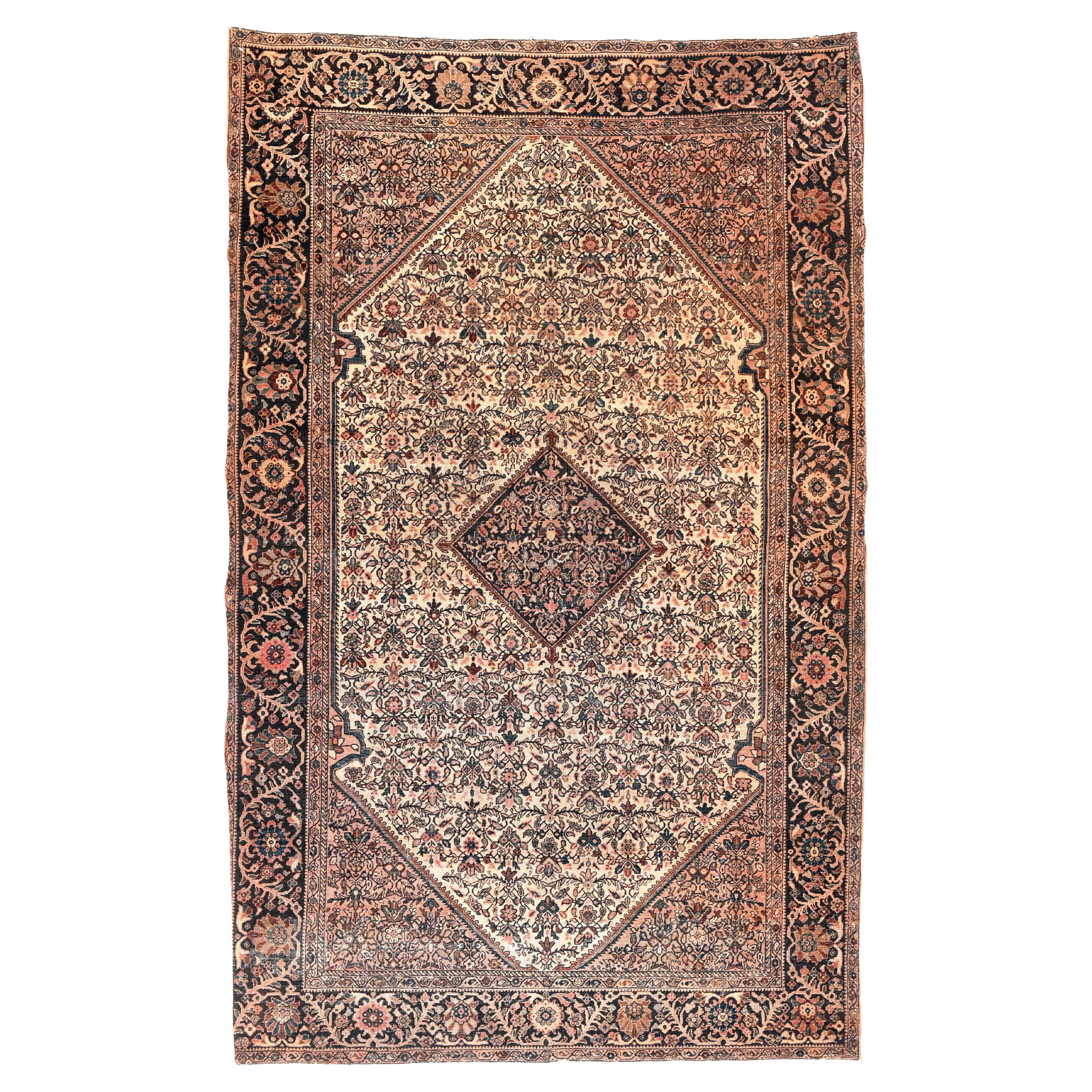 Antique Sarouk Rug 4'1'' x 6'5'' For Sale