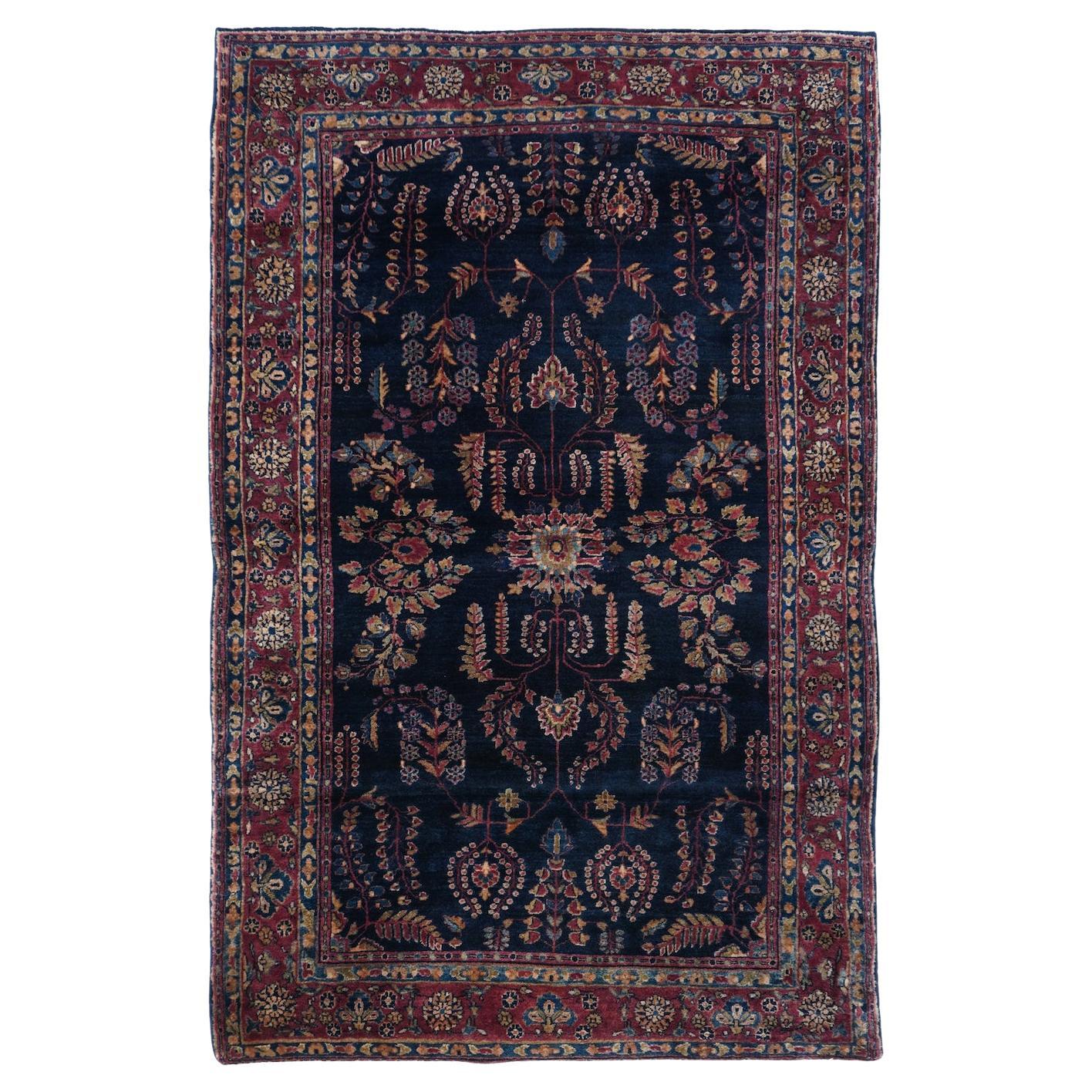 Antique Sarouk Rug 4'1'' x 6'7'' For Sale