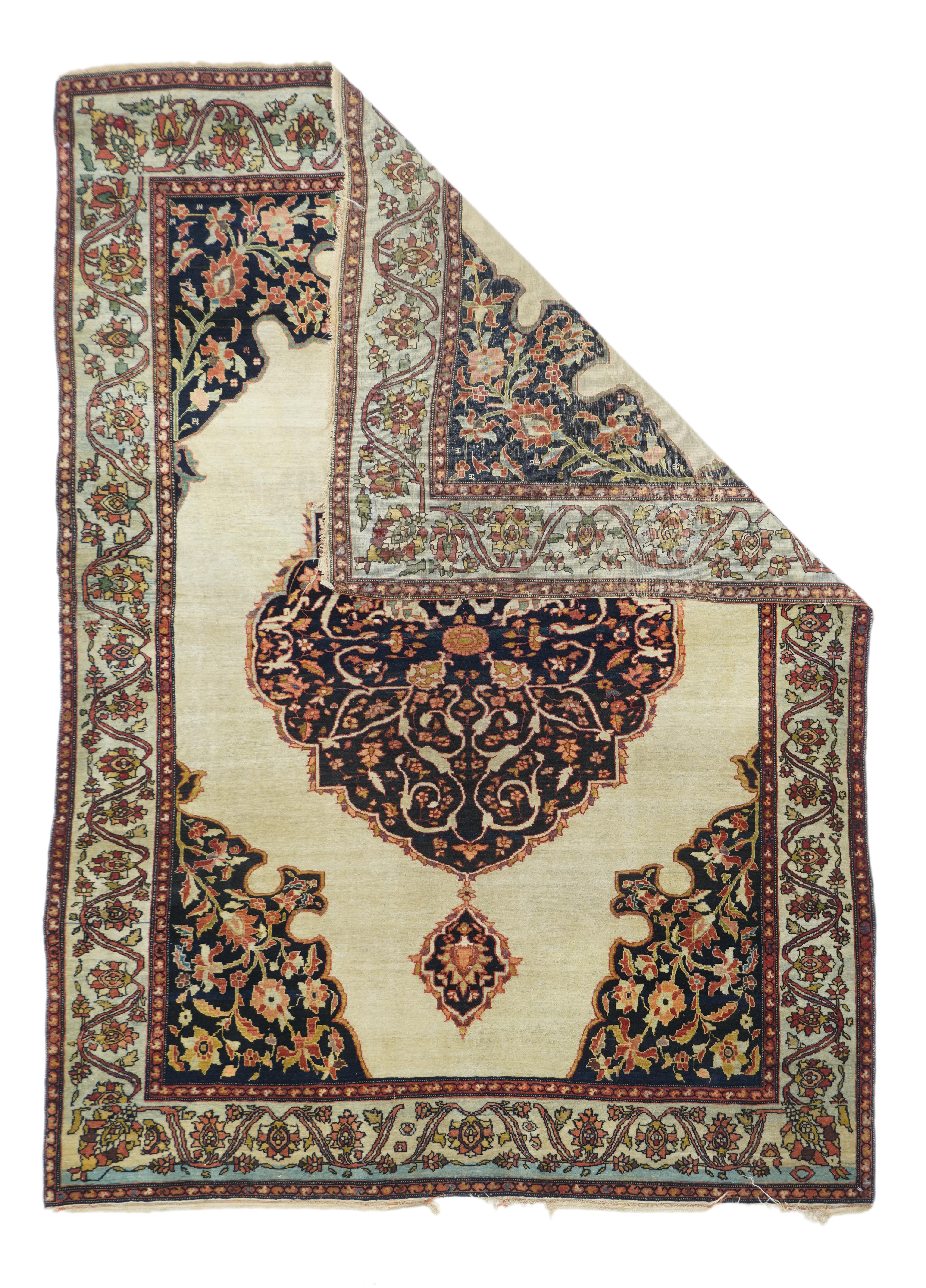 Antique Sarouk Rug 4'2'' x 5'10''.