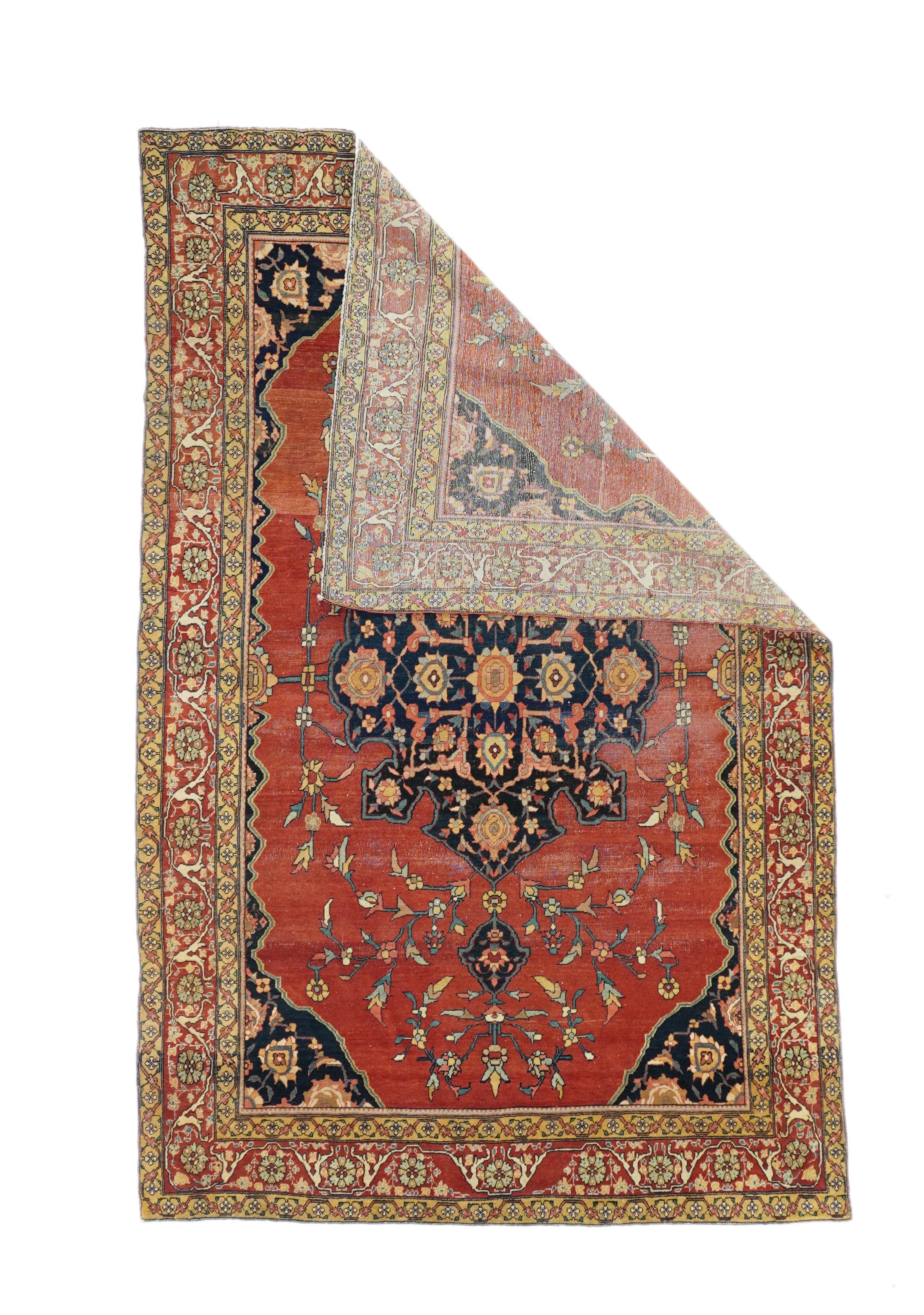 Antique Sarouk rug 4'2'' x 6'6''.