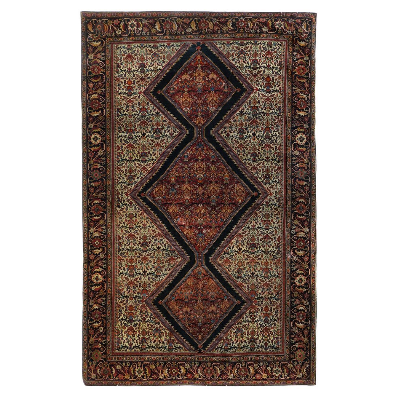 Antique Sarouk Rug 4'2" x 6'9" For Sale