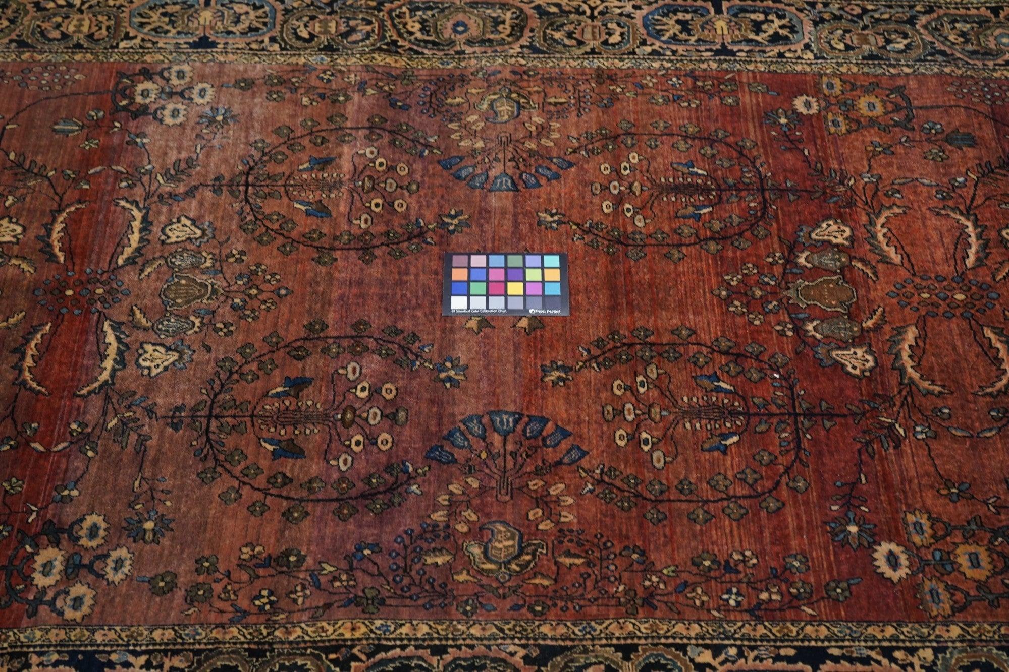 Hand-Knotted Antique Sarouk Rug 4'4'' x 6'6'' For Sale