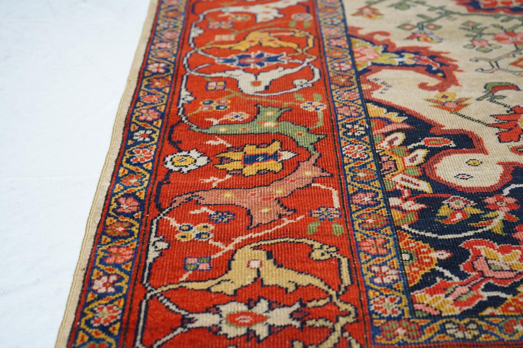 Wool Antique Sarouk Rug 4'6'' x 6'6'' For Sale
