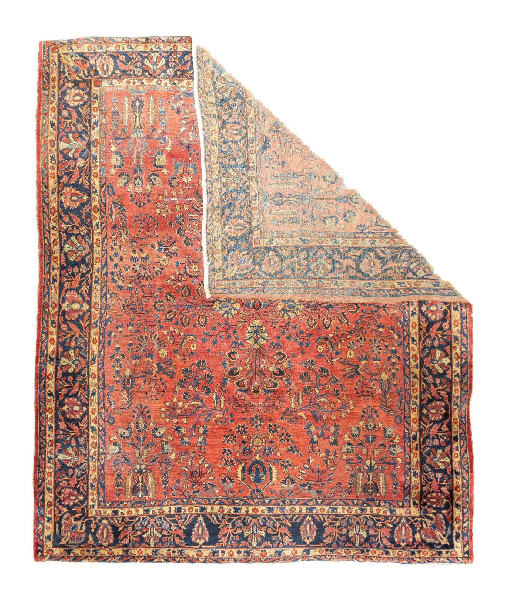 Antiker Sarouk-Teppich 9'2'' x 11'3''. Die in der Gegend von Arak/Sultanabad zwischen 1880 und 1910 hergestellten Streu- und raumgroßen Stücke mit fester und lederartiger, gut gewebter Textur und in kräftigen Rot-, Marine- und Ecru-Tönen, meist in
