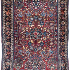 Antique Sarouk Rug, Hand-Knotted Wool, Floral Design