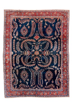 Antique Sarouk Style Rug with Floral Medallion Design