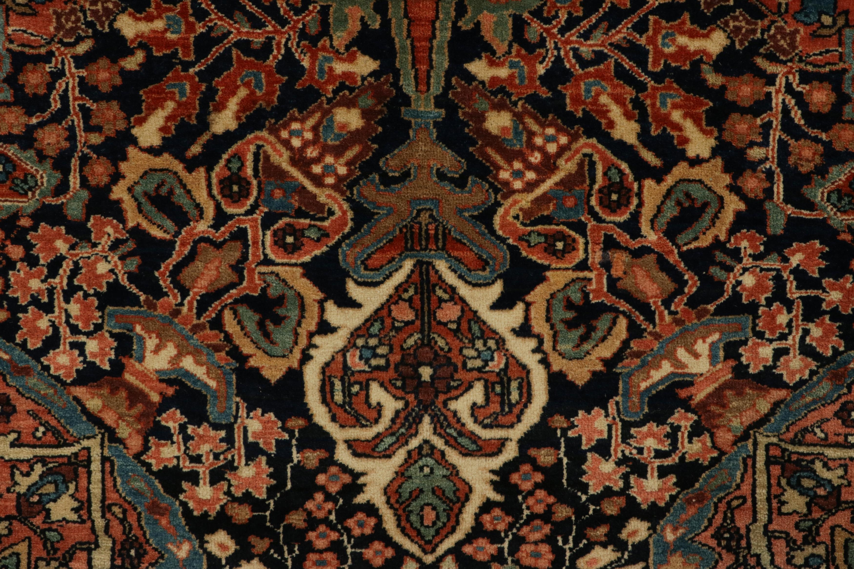 Hand-Knotted Antique Persian Sarouk Rug In Golden-Brown With Floral Patterns - Rug & Kilim For Sale