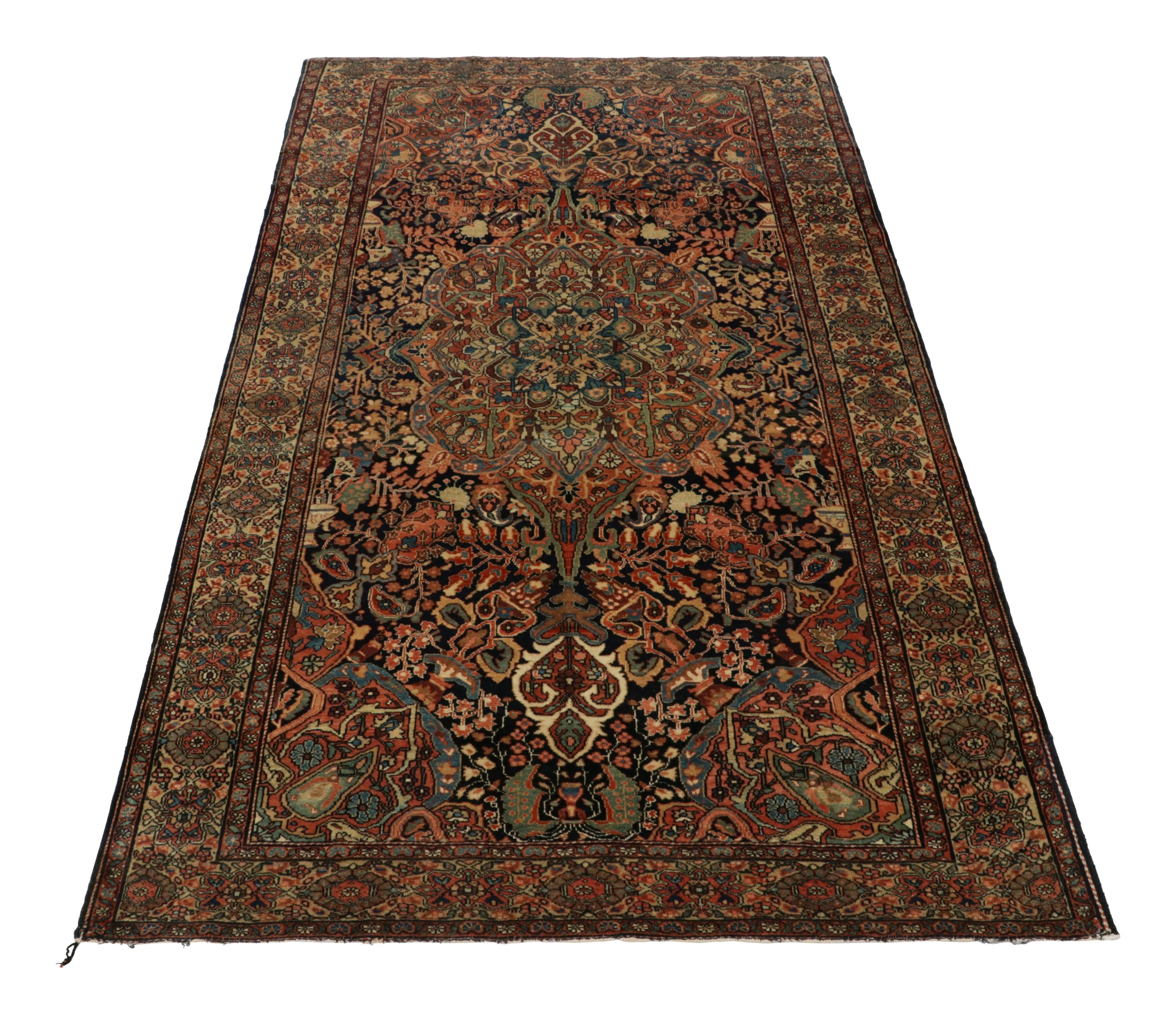 Late 19th Century Antique Persian Sarouk Rug In Golden-Brown With Floral Patterns - Rug & Kilim For Sale