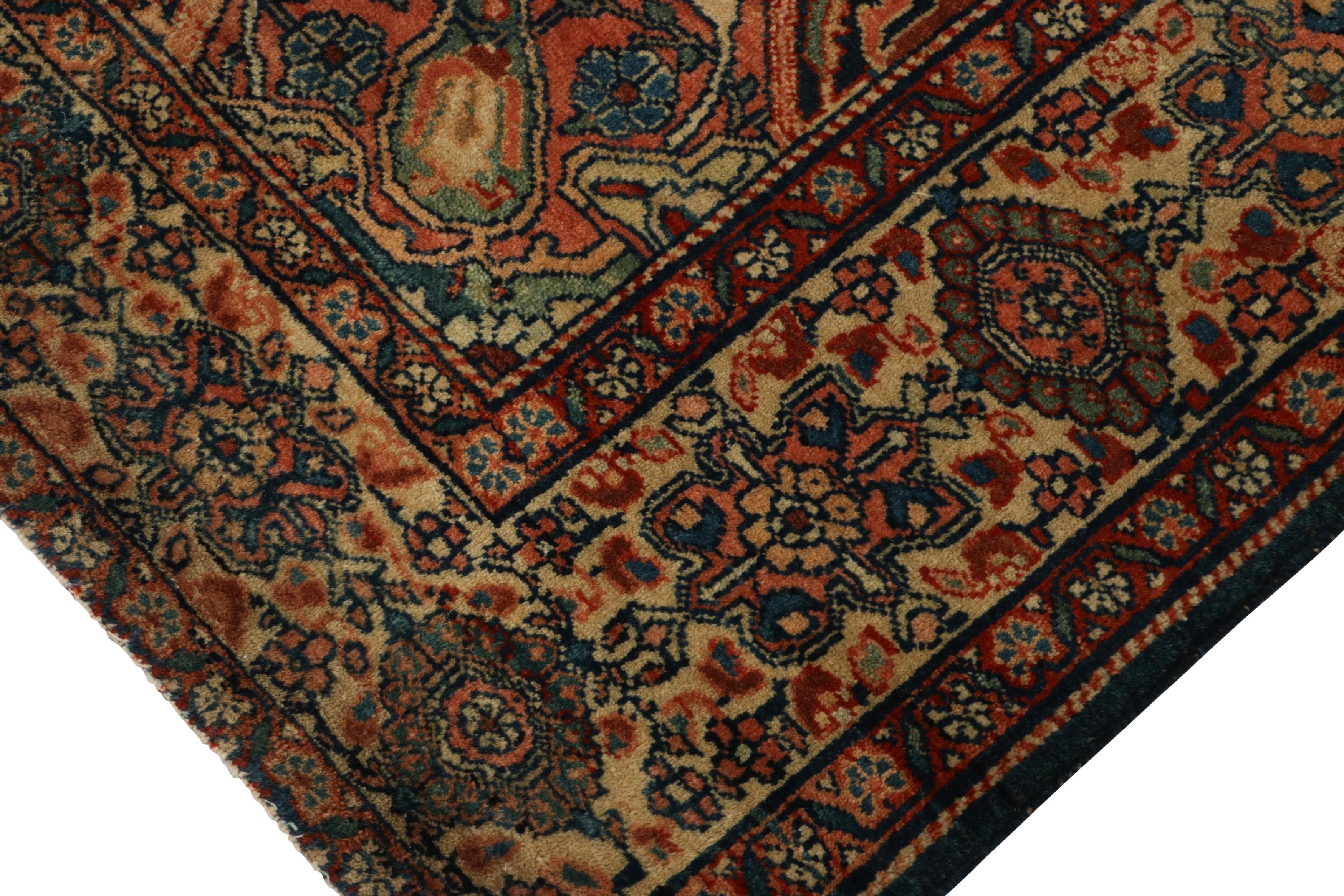 Wool Antique Persian Sarouk Rug In Golden-Brown With Floral Patterns - Rug & Kilim For Sale