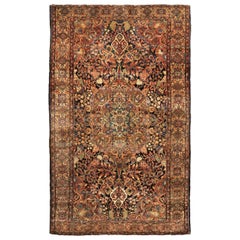 Tappeto persiano antico Sarouk tradizionale in lana marrone dorato di Rug & Kilim