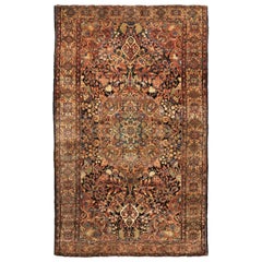 Tapis persan traditionnel antique Sarouk en laine marron doré par Rug & Kilim