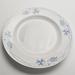 Antique Sarreguemines Ceramic TREFLE Big Round Deep Serving Platter Dish Plate