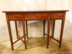 Sheraton Revival Writing Table, Satin Birch Inlay, 19th Century