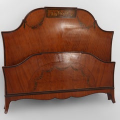 Antique Satinwood Adams Style Head & Foot Boards c1930