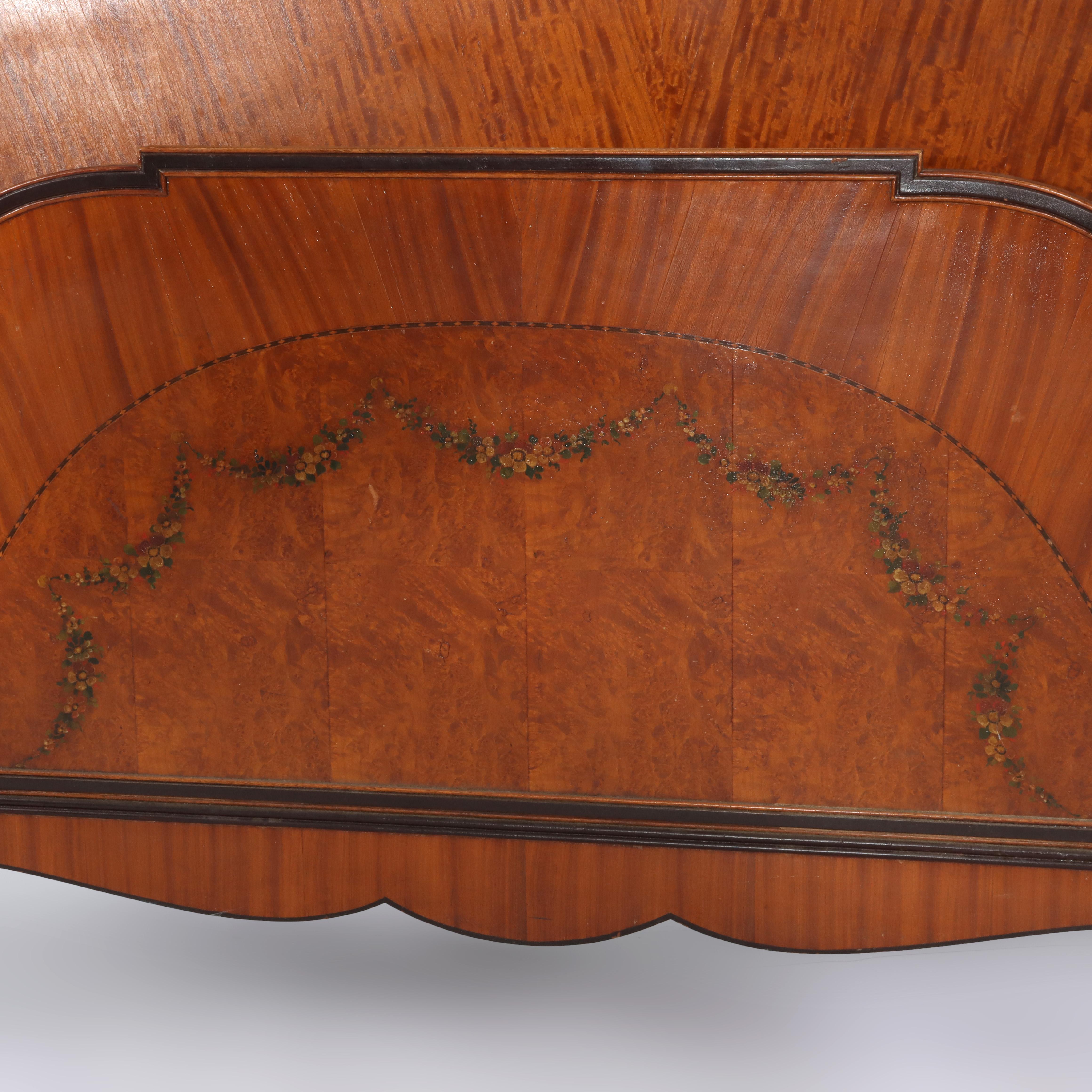 Legno di seta Antichi pannelli per la testa e per i piedi in stile Adams in legno satinato del 1930 circa in vendita