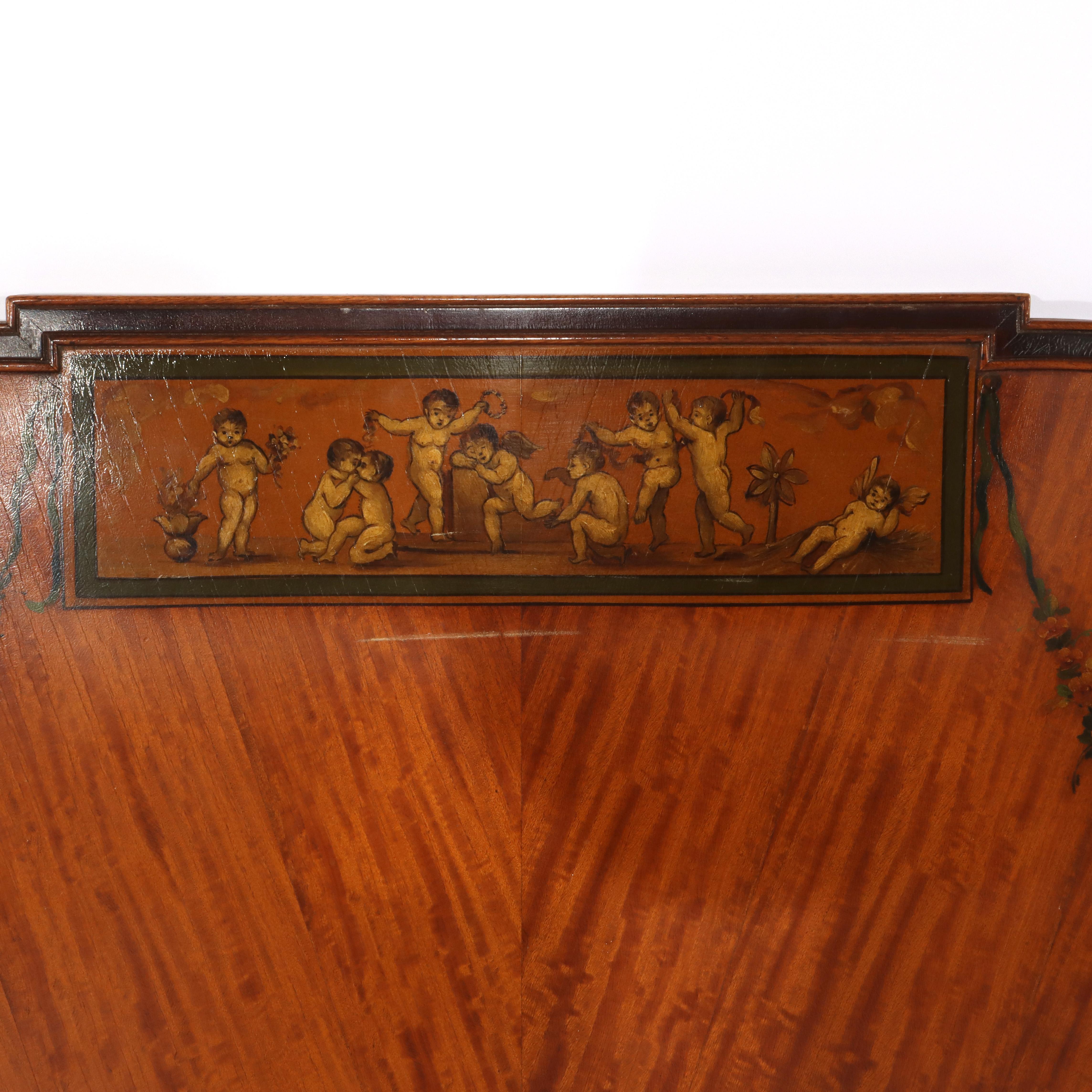 Antichi pannelli per la testa e per i piedi in stile Adams in legno satinato del 1930 circa in vendita 1