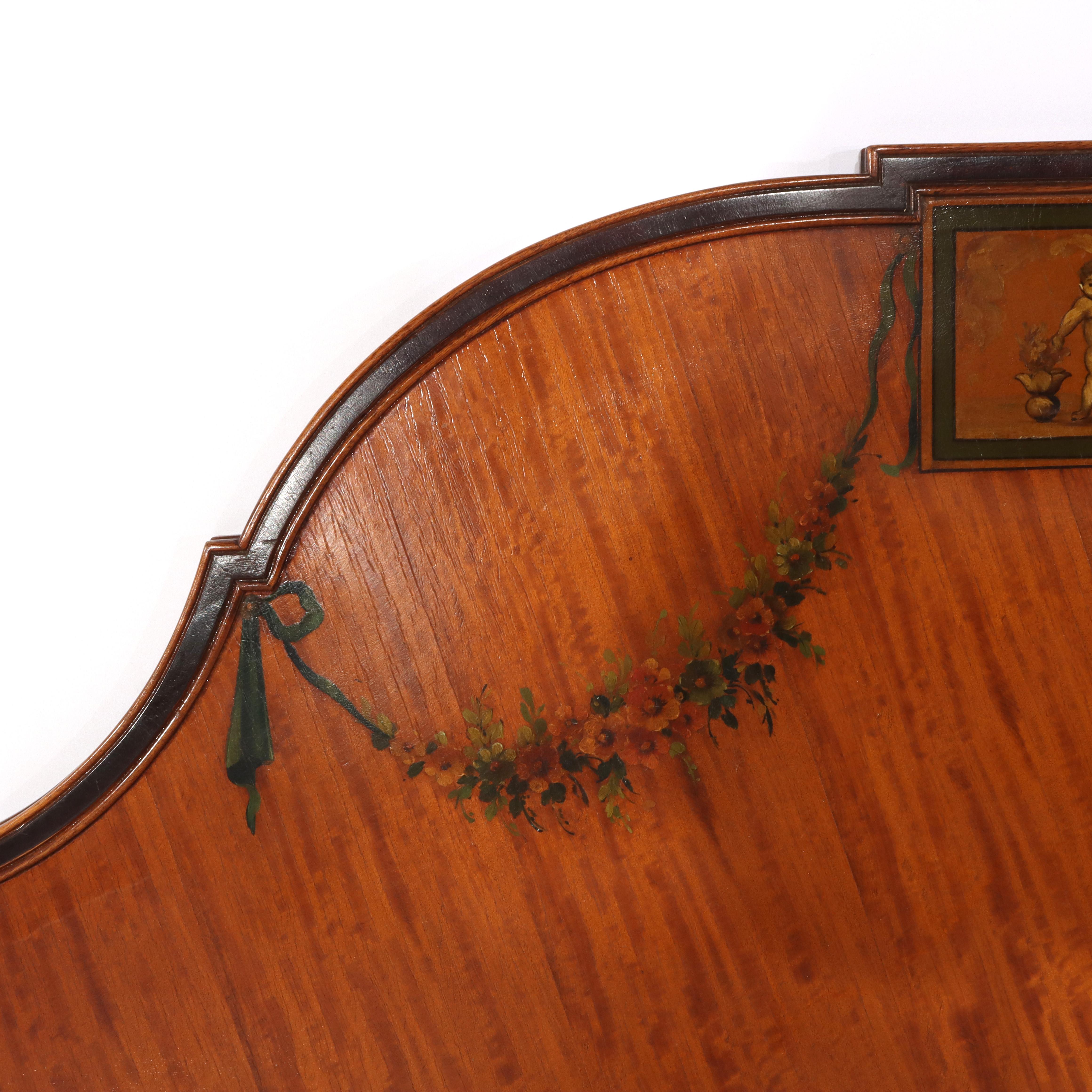 Antichi pannelli per la testa e per i piedi in stile Adams in legno satinato del 1930 circa in vendita 2