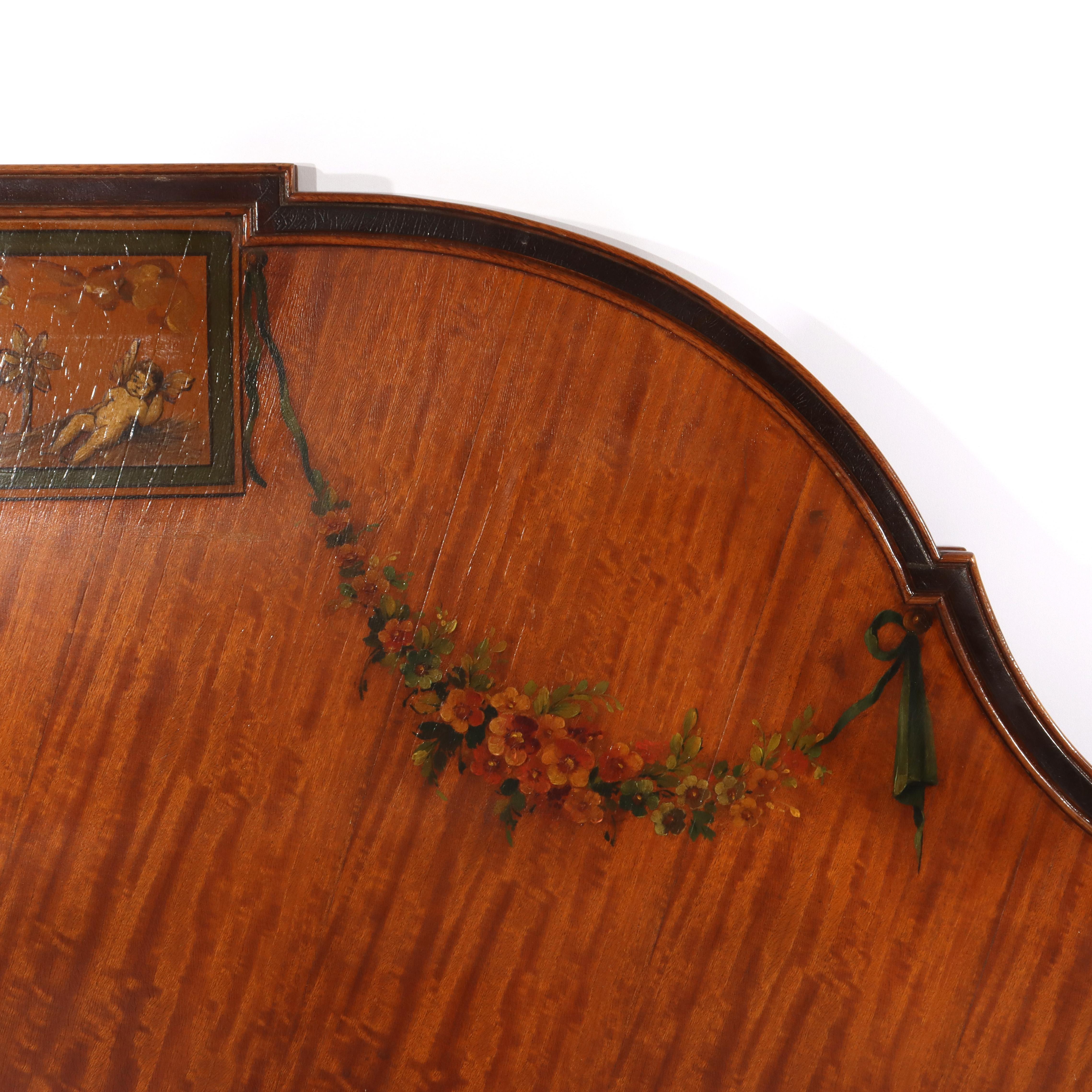 Antichi pannelli per la testa e per i piedi in stile Adams in legno satinato del 1930 circa in vendita 3