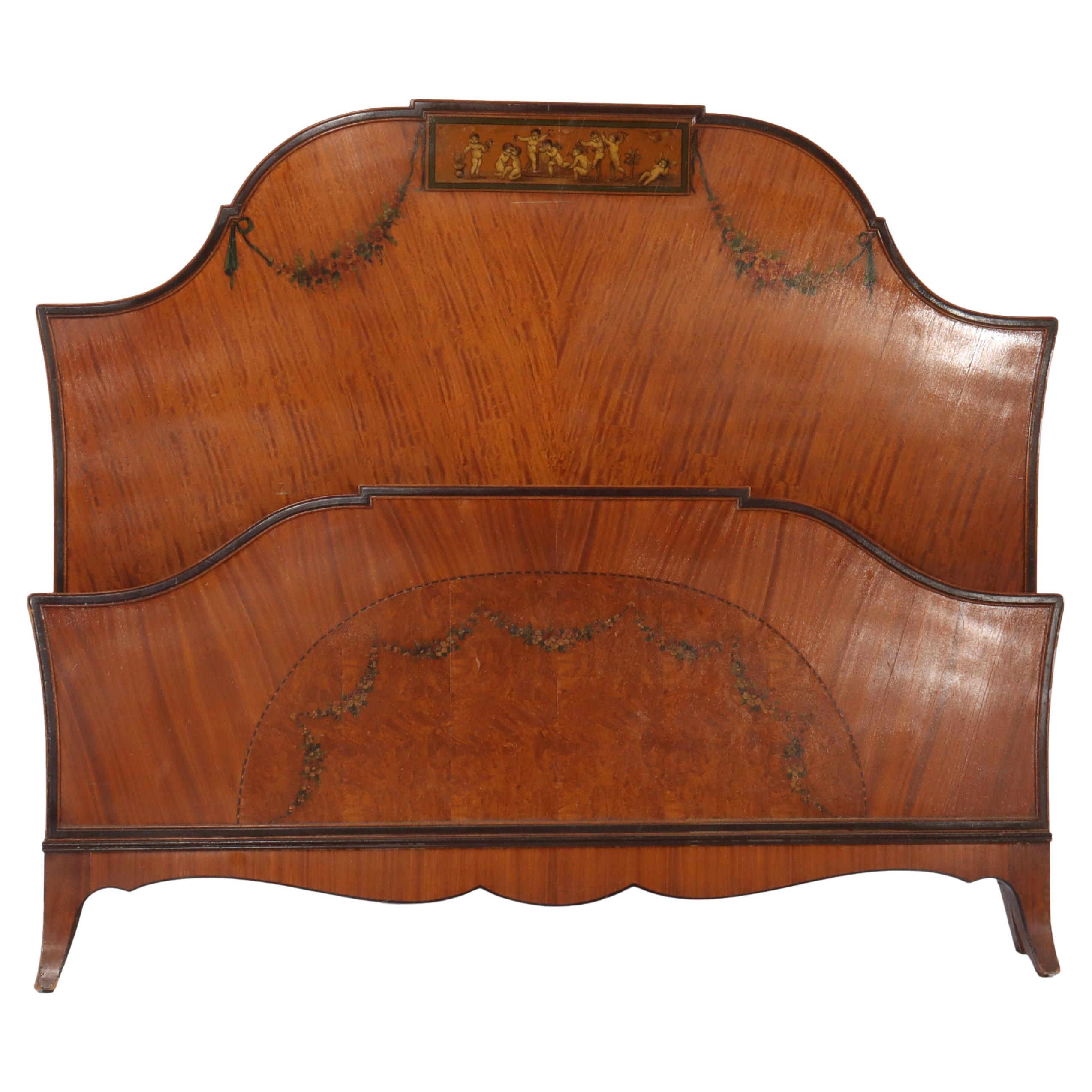 Têtes et pieds de lit anciens en bois satiné, style Adams, vers 1930