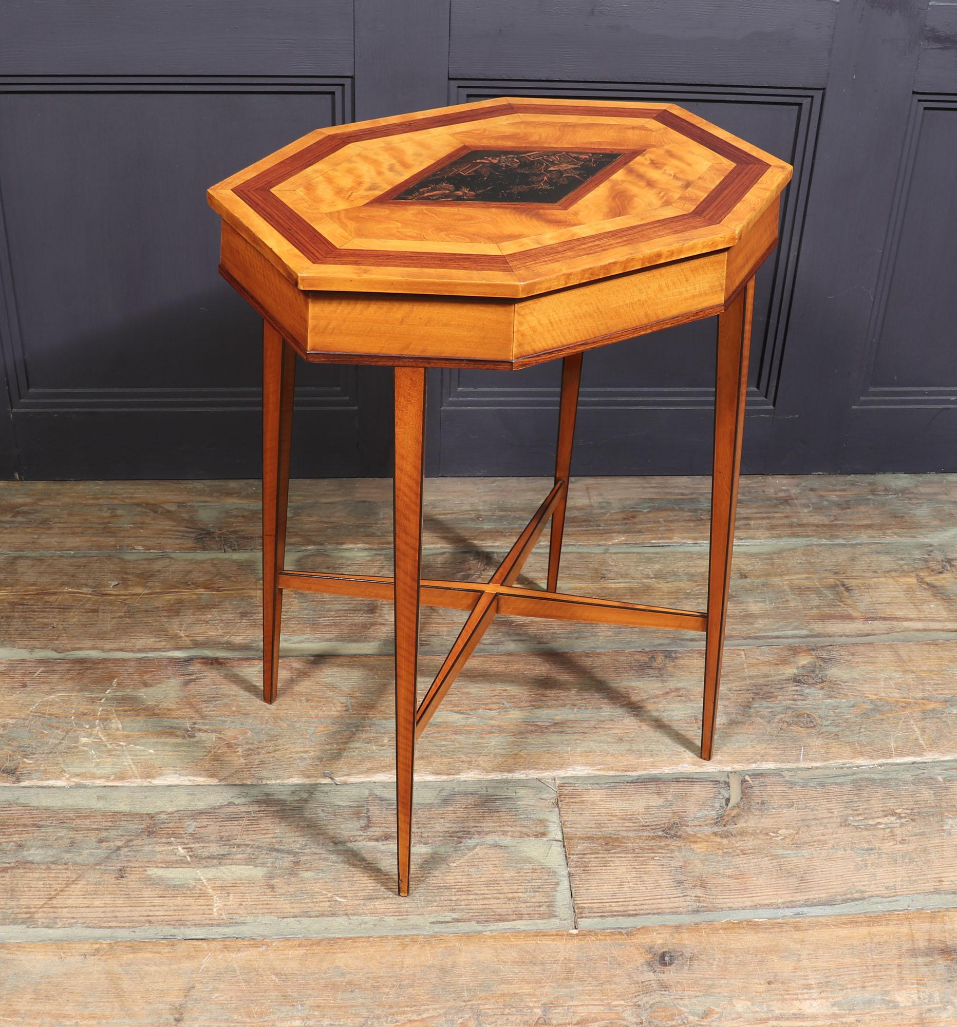 Antique Satinwood and Chinoiserie Side Table, c1900 For Sale 3