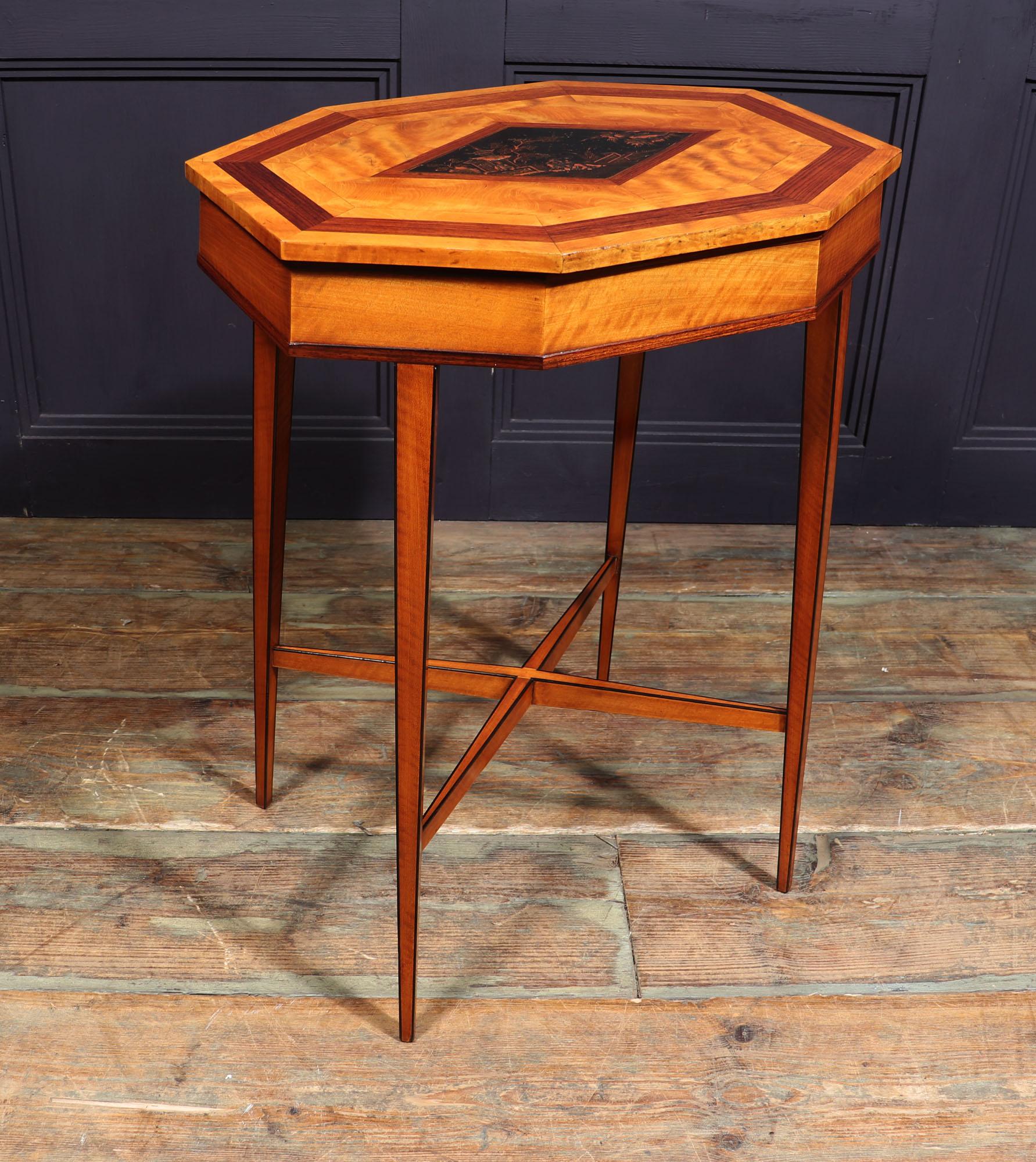 Antique Satinwood and Chinoiserie Side Table, c1900 For Sale 1