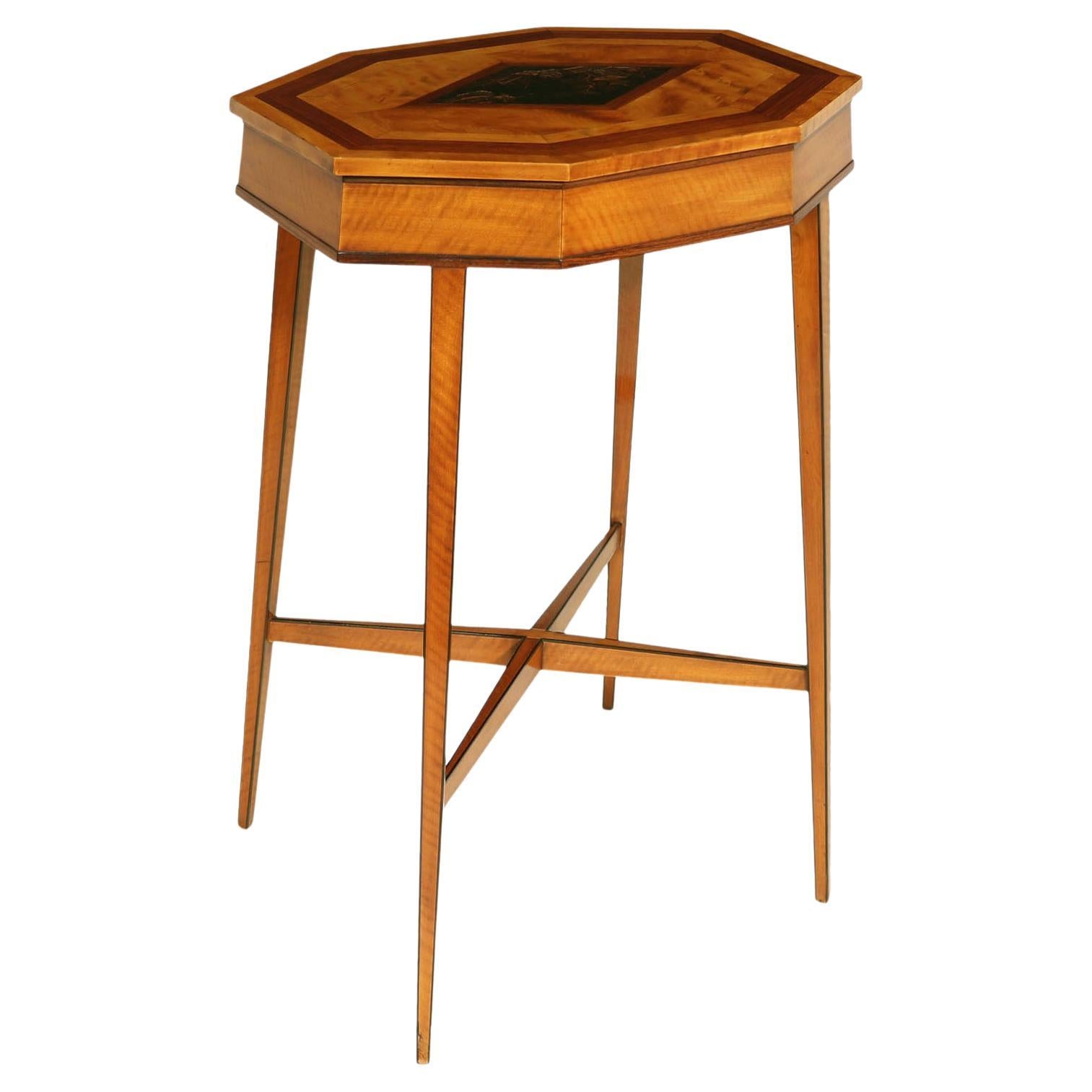 Antique Satinwood and Chinoiserie Side Table, c1900 For Sale