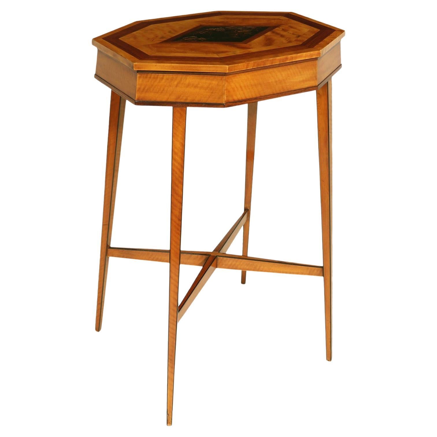 Antique Satinwood and Chinoiserie Side Table, c1900