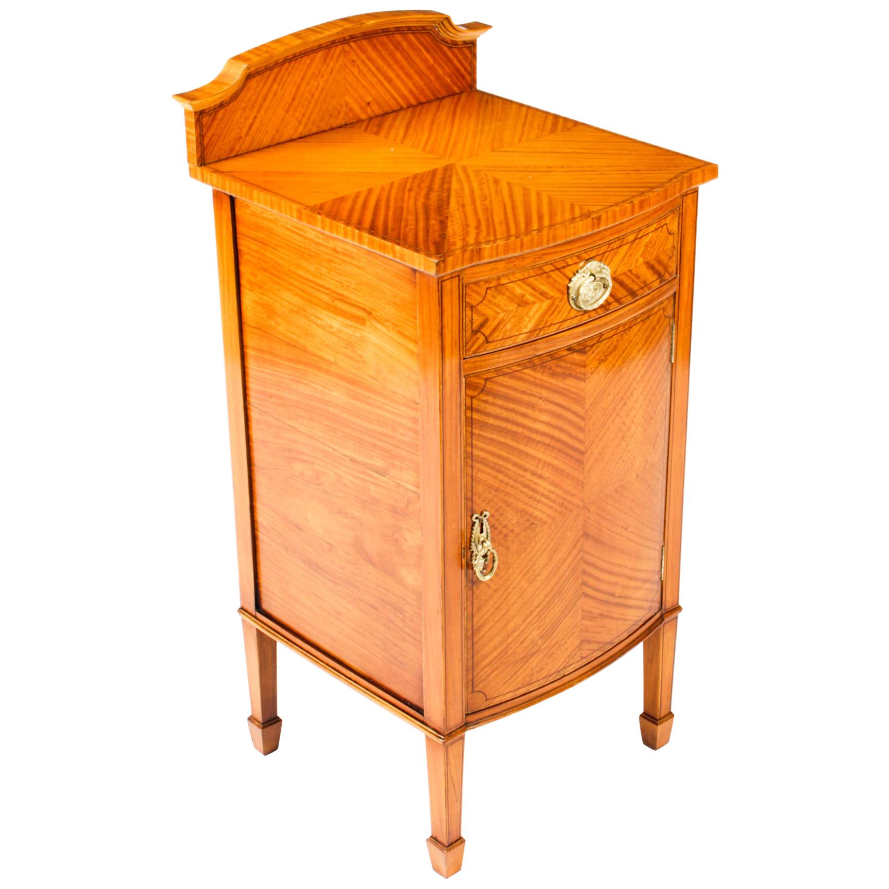 Antique Satinwood and Inlaid Bedside Cabinet, 19th Century For Sale