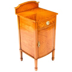 Antique Satinwood and Inlaid Bedside Cabinet, 19th Century