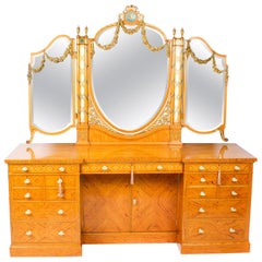 Antique Satinwood and Marquetry Dressing Table Waring and Gillow, 19th Century