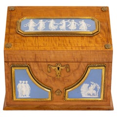 Antique Satinwood and Wedgwood Jasper Stationery Box