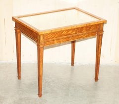 ANTIQUE SATiNWOOD BIJOUTERIE GLASS DISPLAY CASE SIDE END TABLE FOR TRINKETS ETC