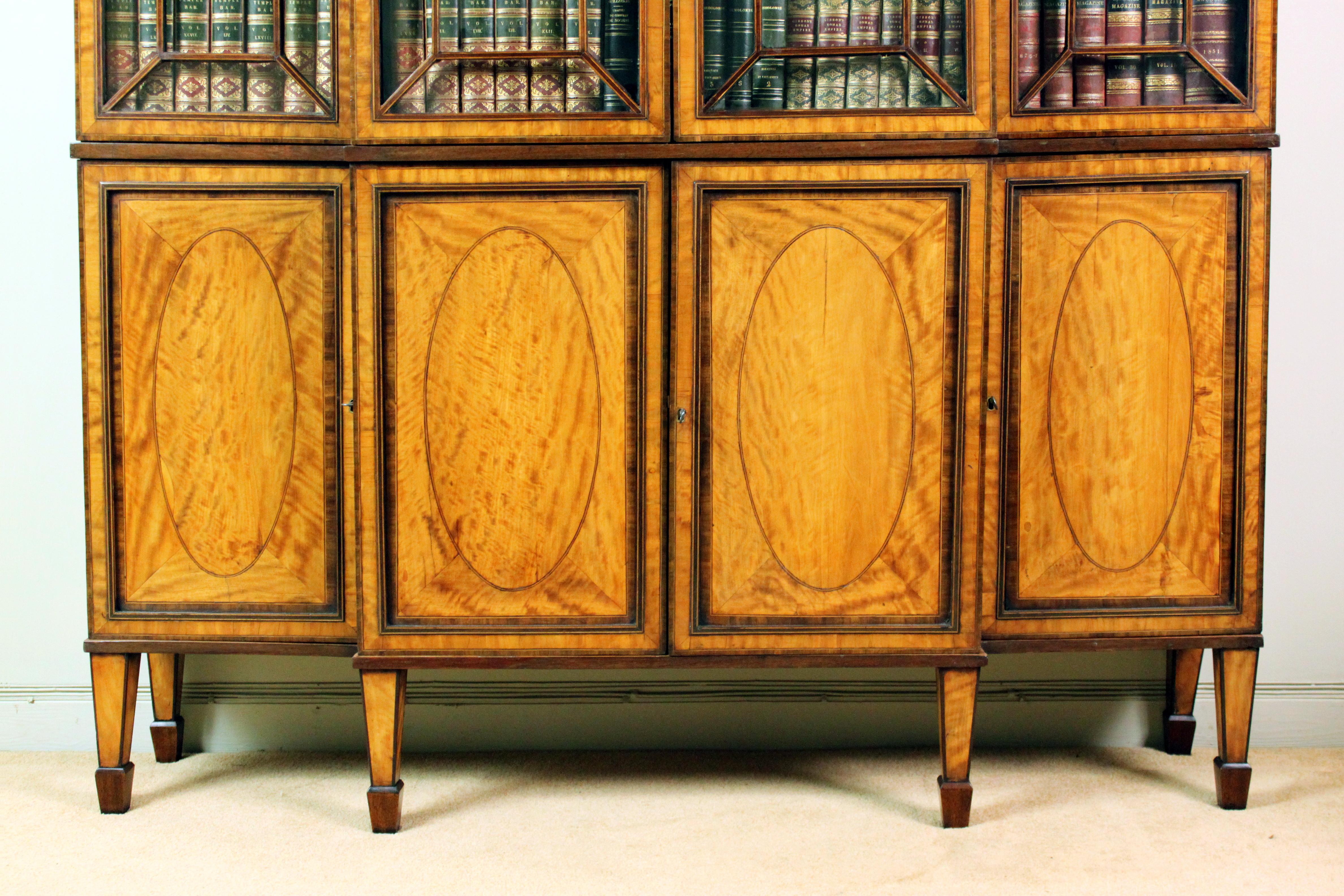 Sheraton George III Satinwood Breakfront Bookcase For Sale