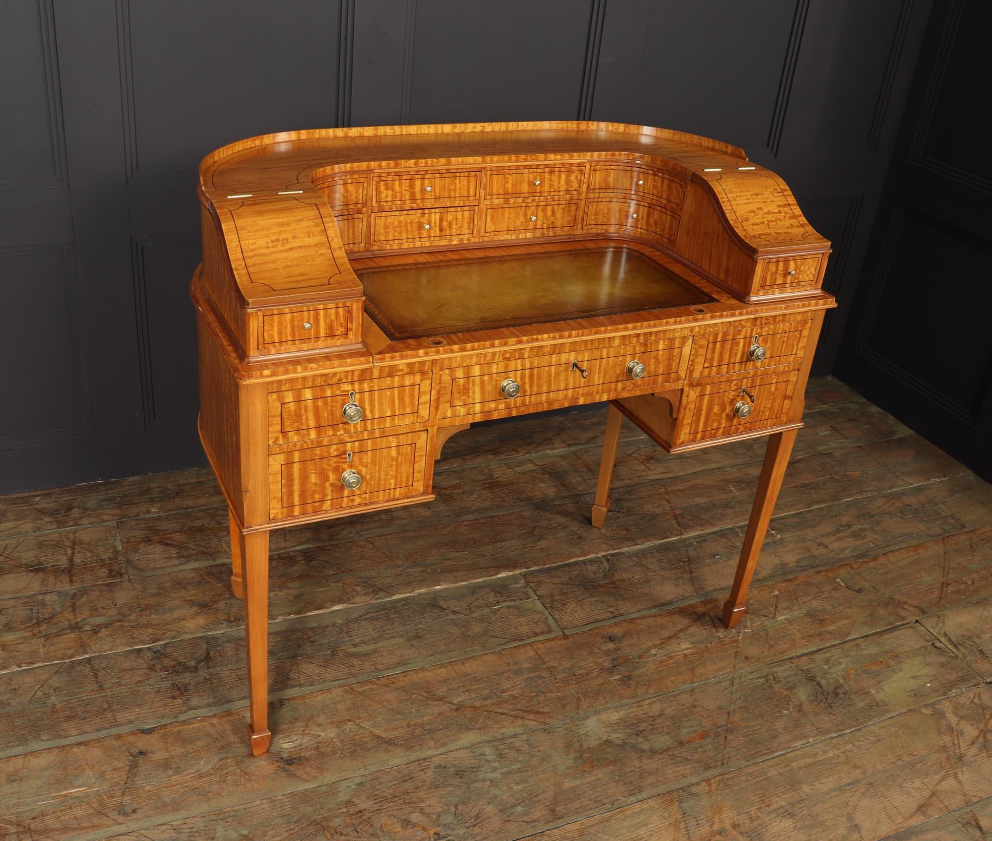 English Antique Satinwood Carlton House Desk c1900