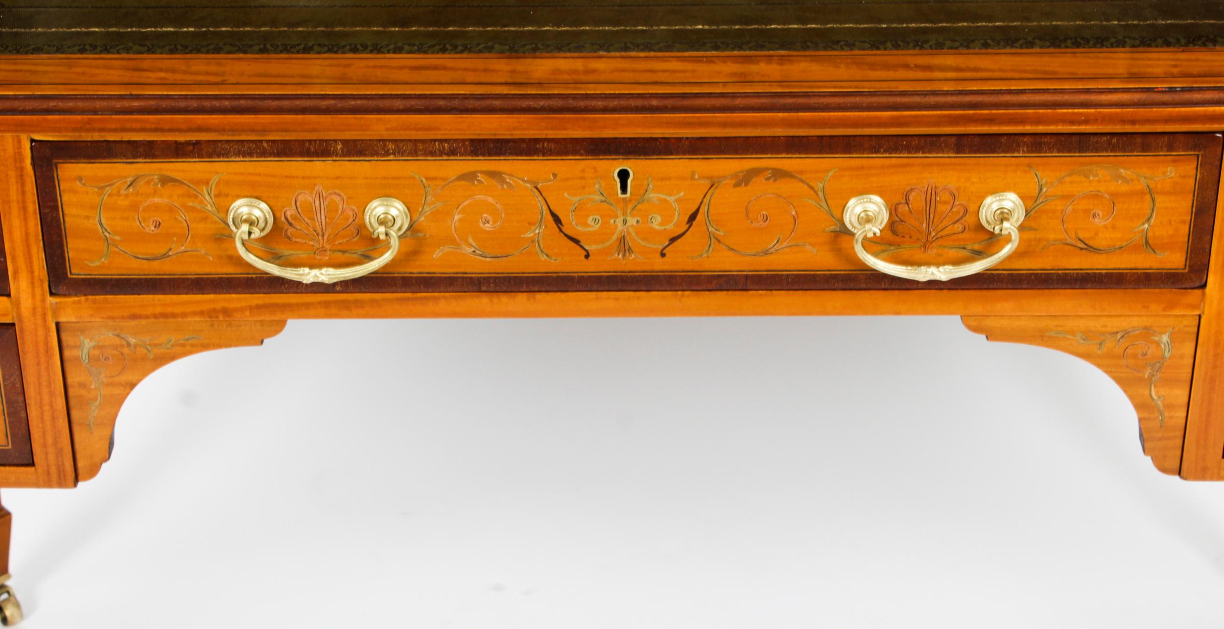 Antique Satinwood Carlton House Writing Desk Druce & Co 19th C 8