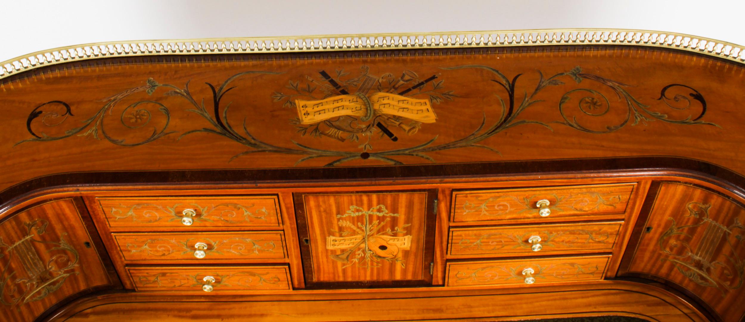 Antique Satinwood Carlton House Writing Desk Druce & Co 19th C 10