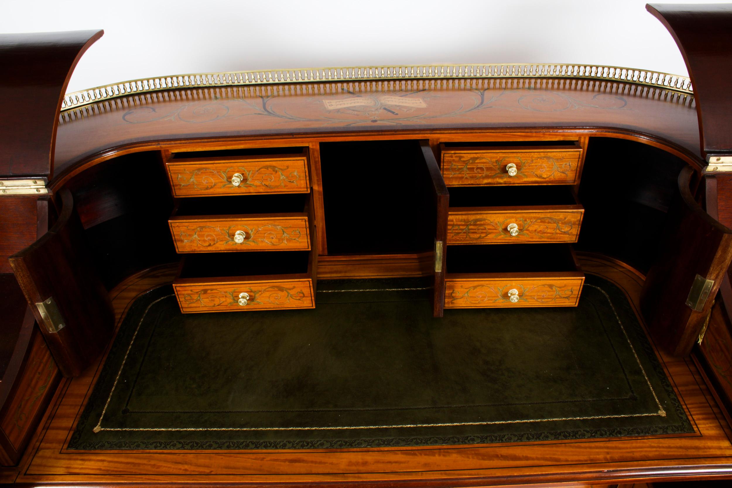Late 19th Century Antique Satinwood Carlton House Writing Desk Druce & Co 19th C