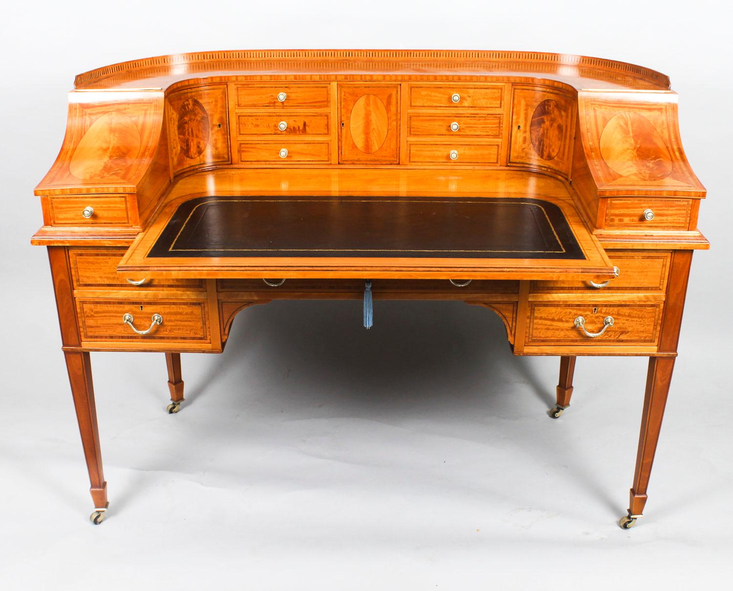 Victorian Antique Satinwood Carlton House Writing Desk Maple & Co., 19th Century