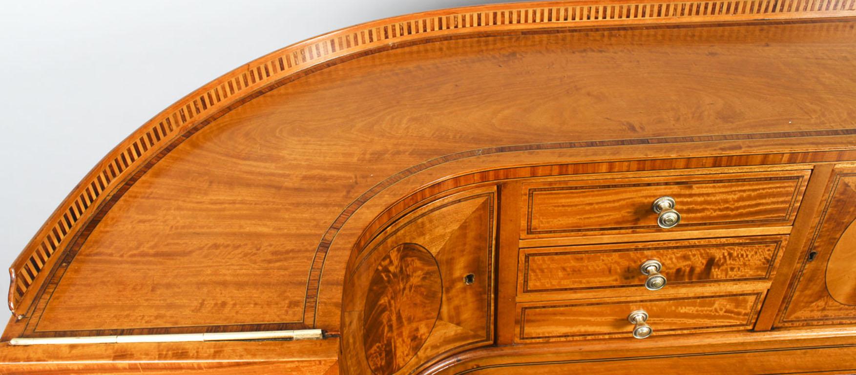 Brass Antique Satinwood Carlton House Writing Desk Maple & Co., 19th Century